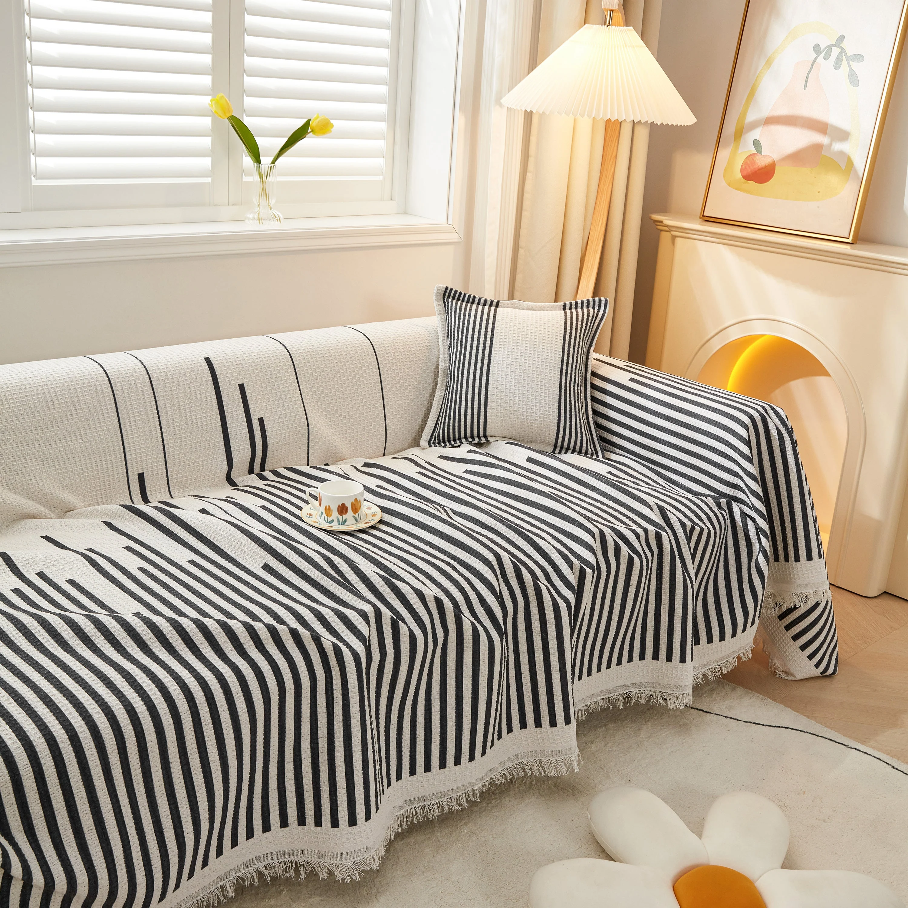 Couch Cover for Most Shape Sofas, Waffle Lattice Sofa Cover Throw, Washable Furniture Covers for Pets - Image 87