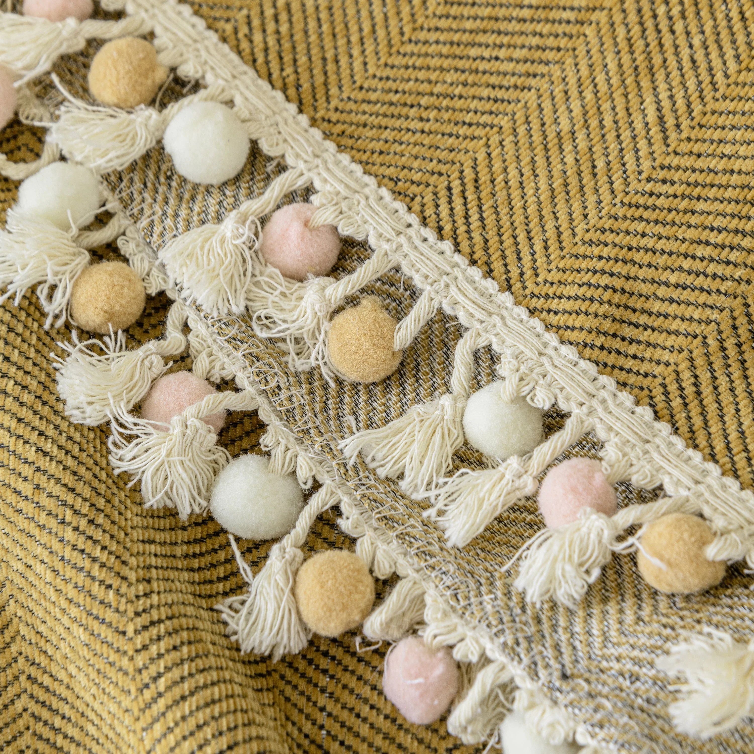 Couch Cover Sectional L Shape Chenille Herringbone Couch Throw Cover with Tassel Pom-Poms for Pets - Image 126