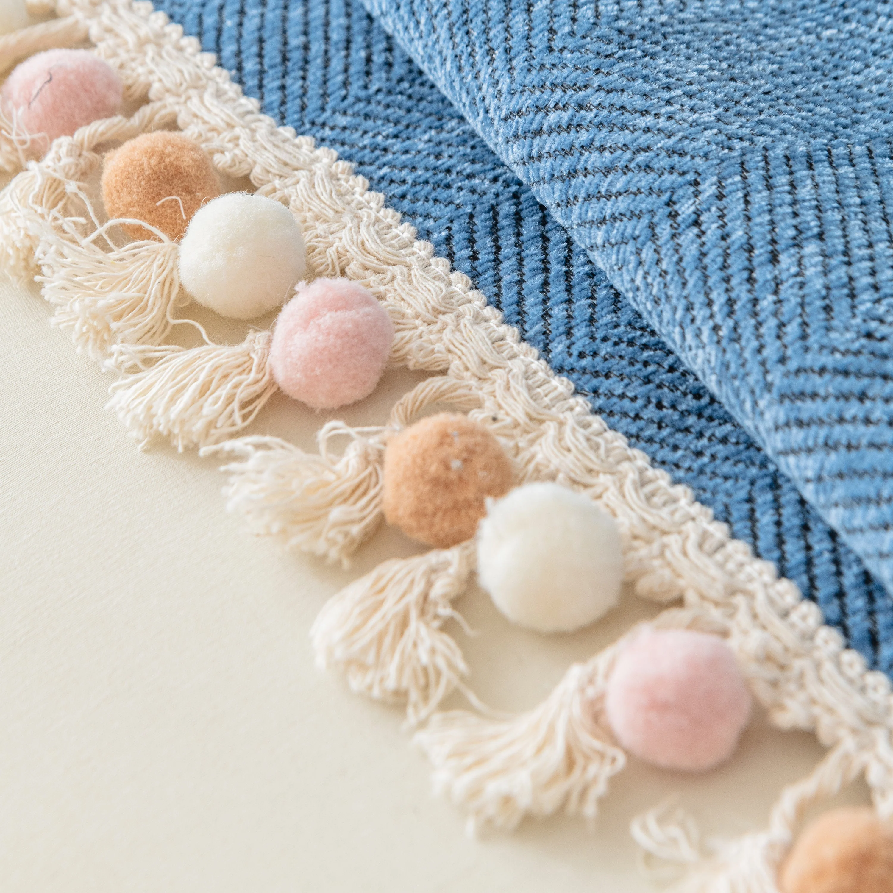 Couch Cover Sectional L Shape Chenille Herringbone Couch Throw Cover with Tassel Pom-Poms for Pets - Image 67