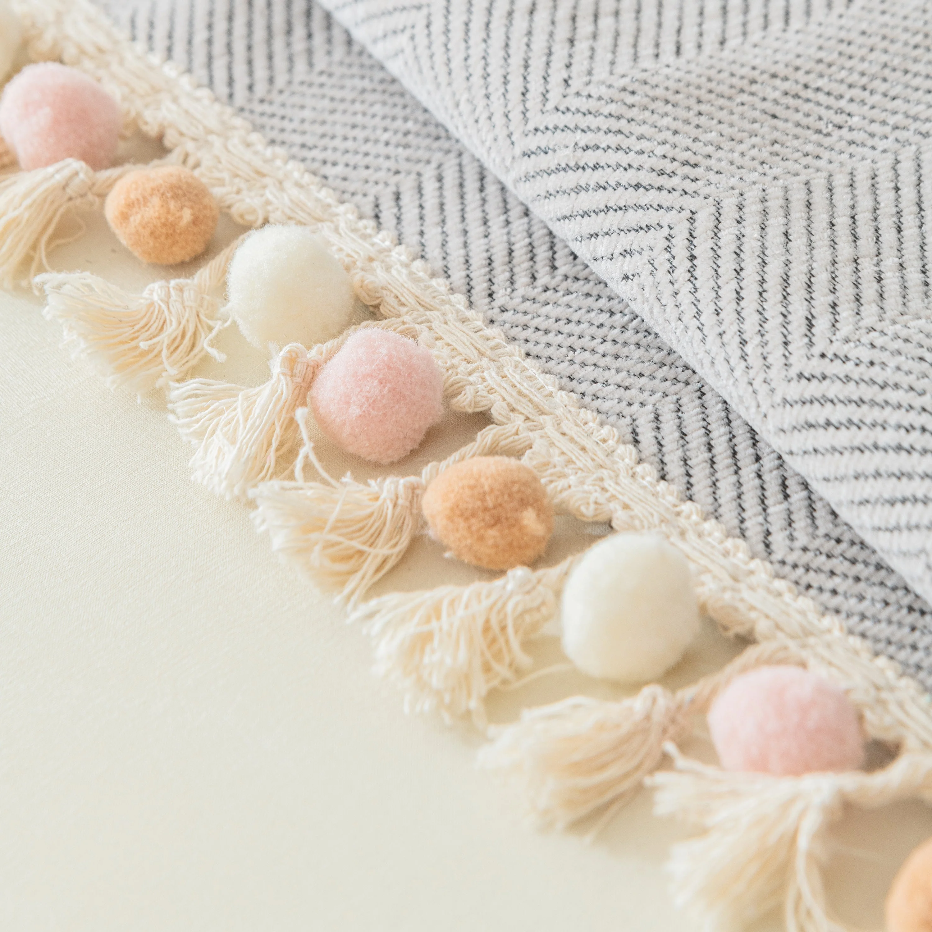 Couch Cover Sectional L Shape Chenille Herringbone Couch Throw Cover with Tassel Pom-Poms for Pets - Image 86