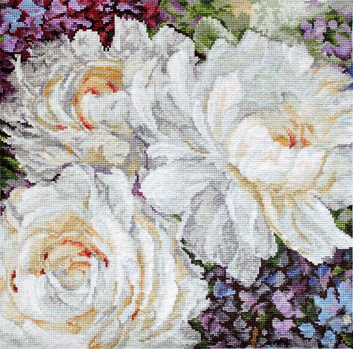 Counted Cross Stitch Kit White Roses Leti930 - Image 2