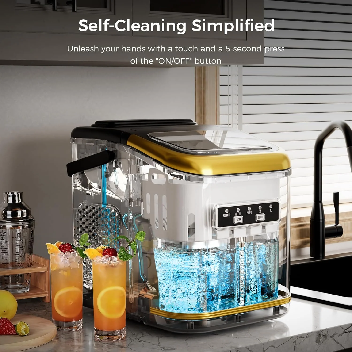 Countertop Ice Maker 9 Bullet Ice Cubes in 6 Mins,  Z5812K - Image 4