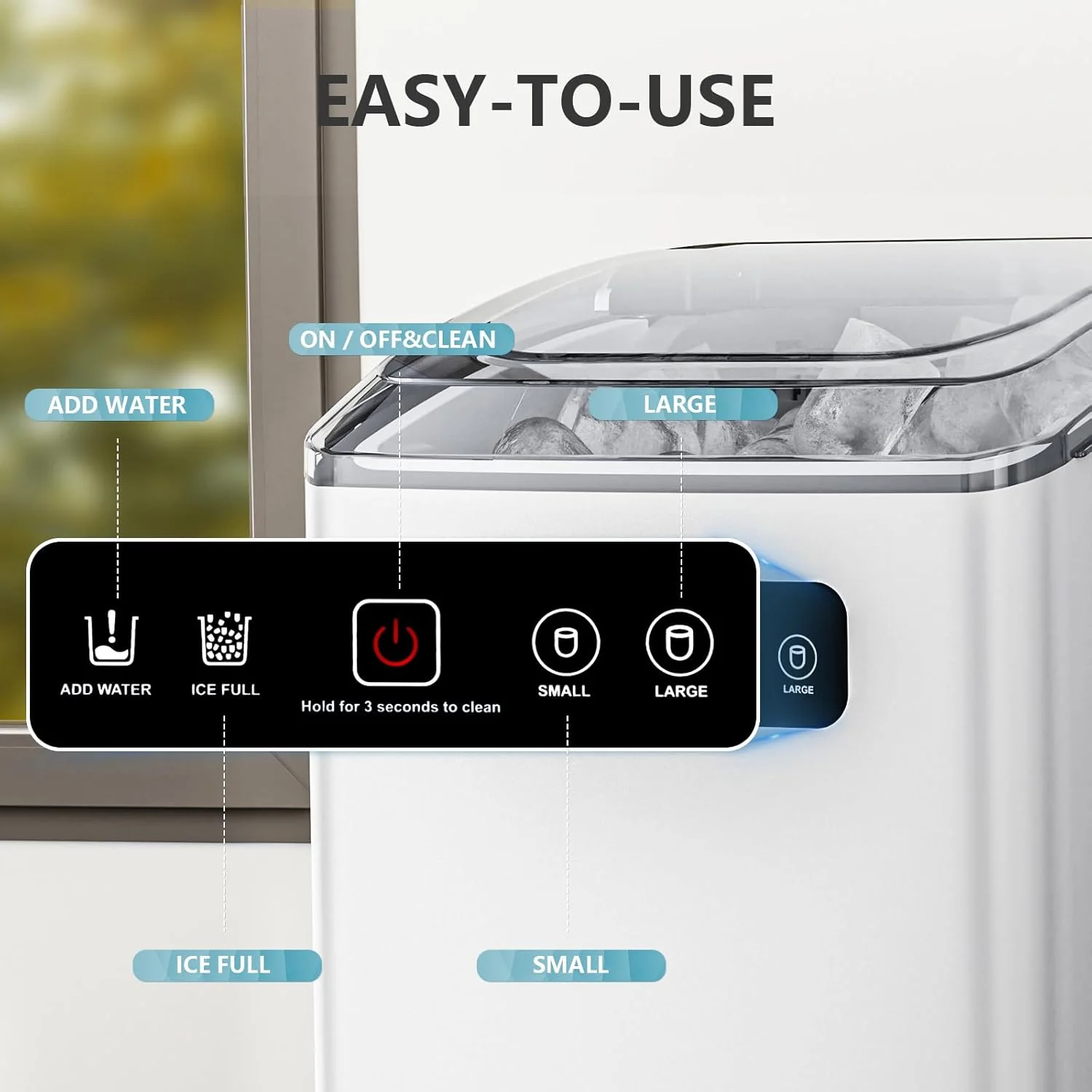 Countertop Ice Maker,Portable Ice Machine with Handle,for Home/Kitchen/Camping/RV Z3424-BLACK - Image 10