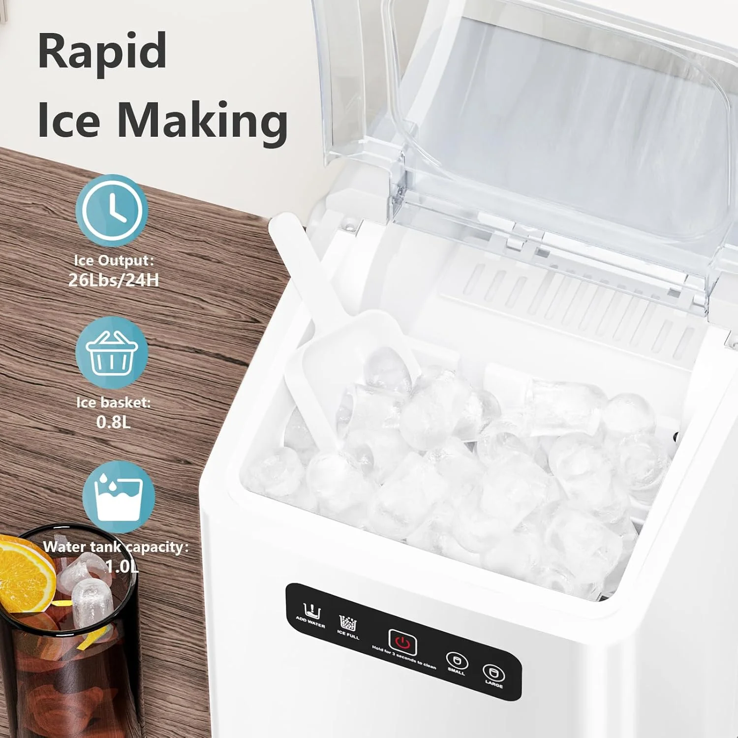 Countertop Ice Maker,Portable Ice Machine with Handle,for Home/Kitchen/Camping/RV Z3424-BLACK - Image 11