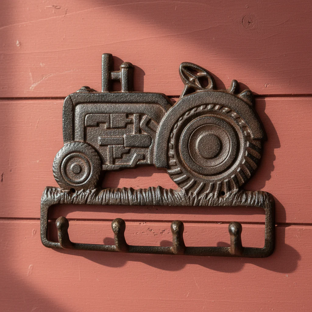 Country Charm Cast Iron Tractor 4 Hook - Farmhouse Wall Organizer