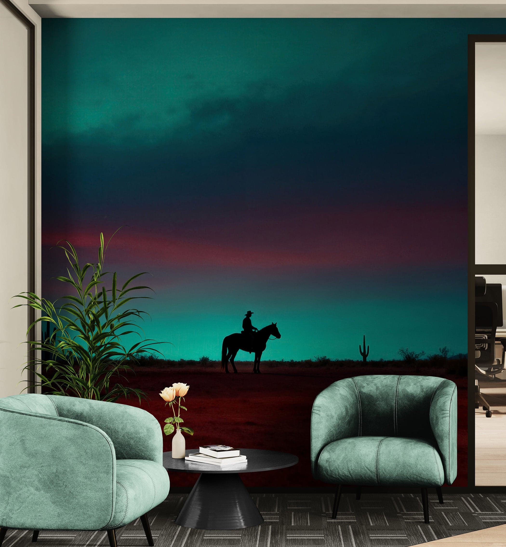 Cowboy on Horse Western Theme Wall Mural. #7068 - Image 3