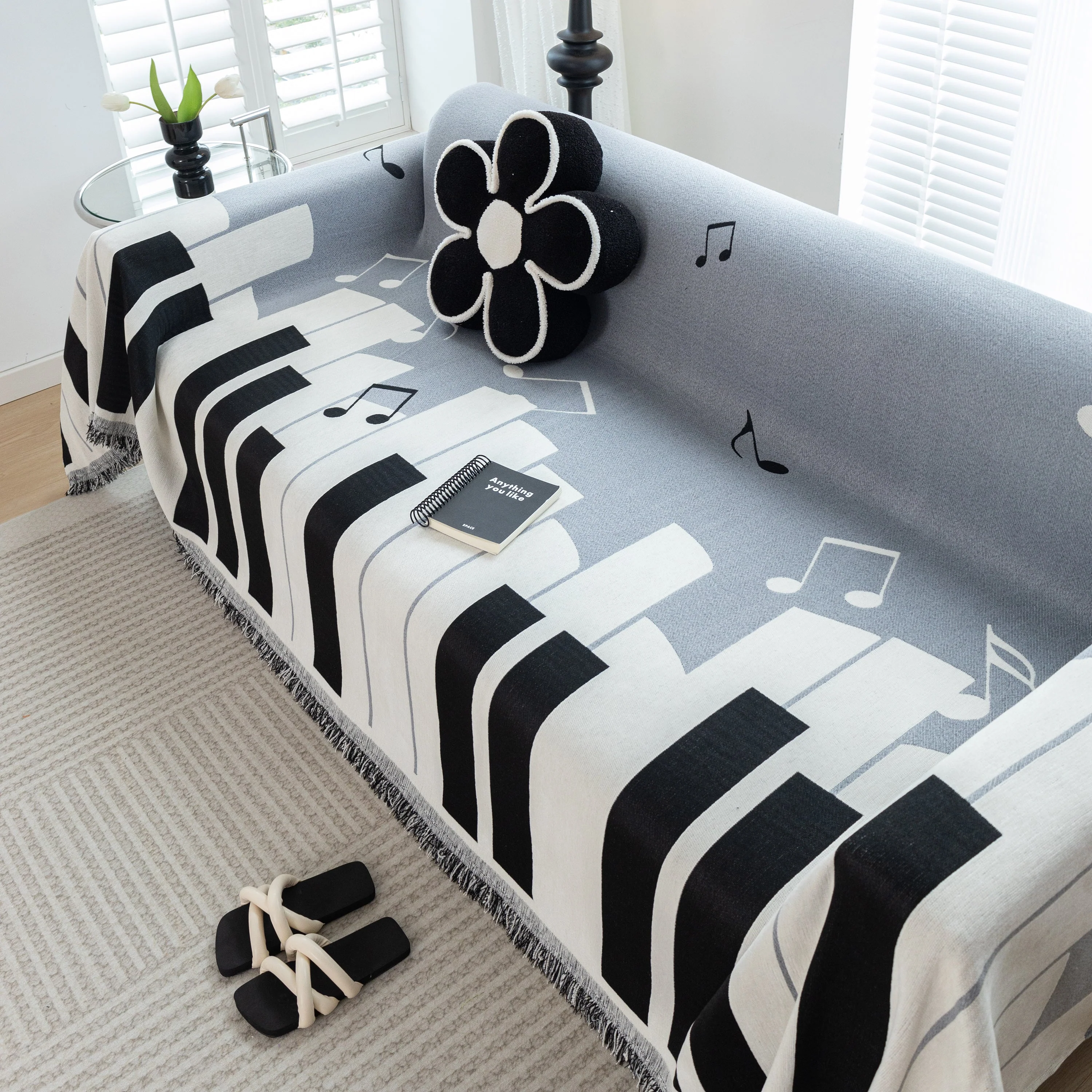 Cozy Chenille Dynamic Notes Sectional Couch Cover Blanket, Perfect Couch Throw Covers for Pets - Image 12