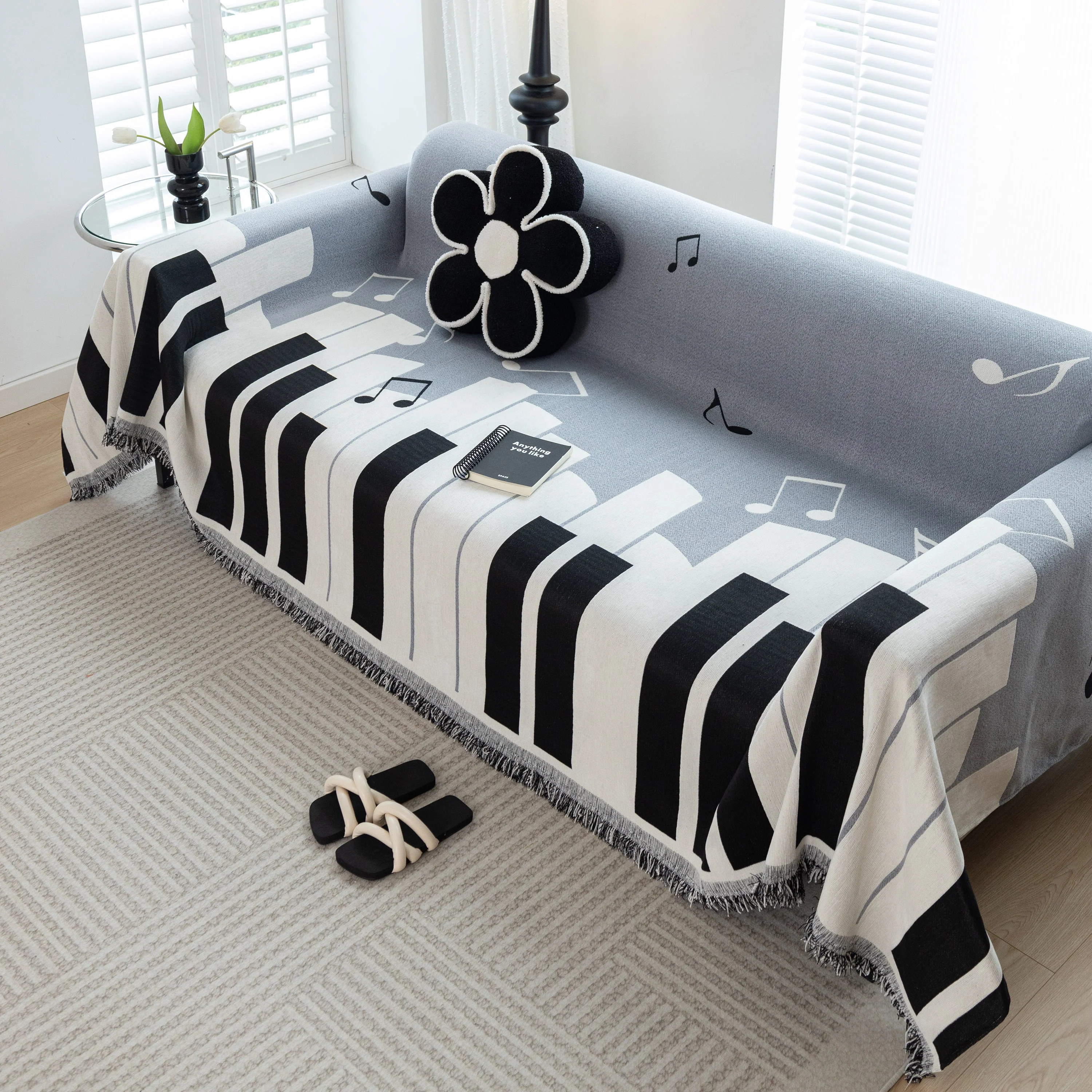 Cozy Chenille Dynamic Notes Sectional Couch Cover Blanket, Perfect Couch Throw Covers for Pets - Image 7
