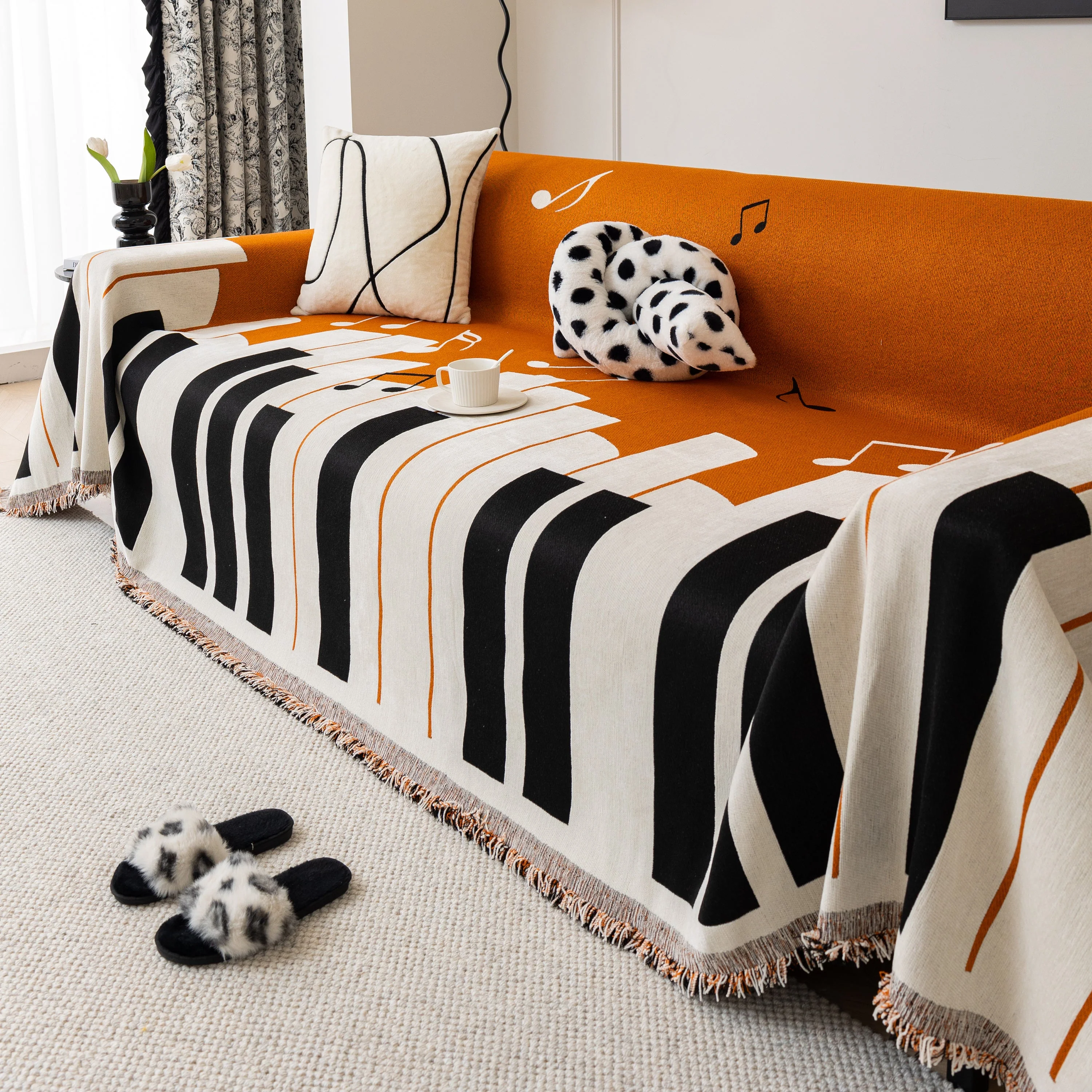 Cozy Chenille Dynamic Notes Sectional Couch Cover Blanket, Perfect Couch Throw Covers for Pets - Image 74