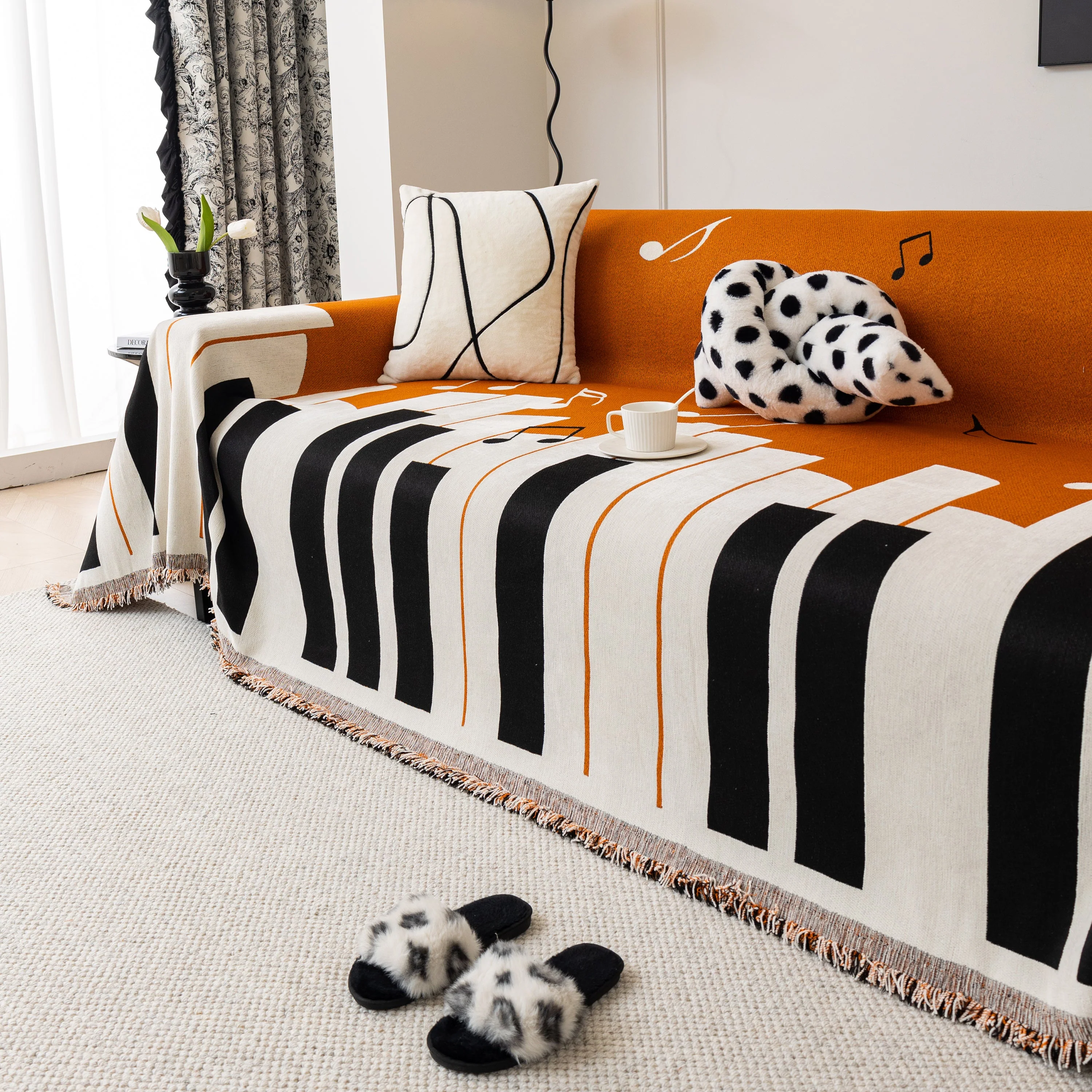 Cozy Chenille Dynamic Notes Sectional Couch Cover Blanket, Perfect Couch Throw Covers for Pets - Image 84