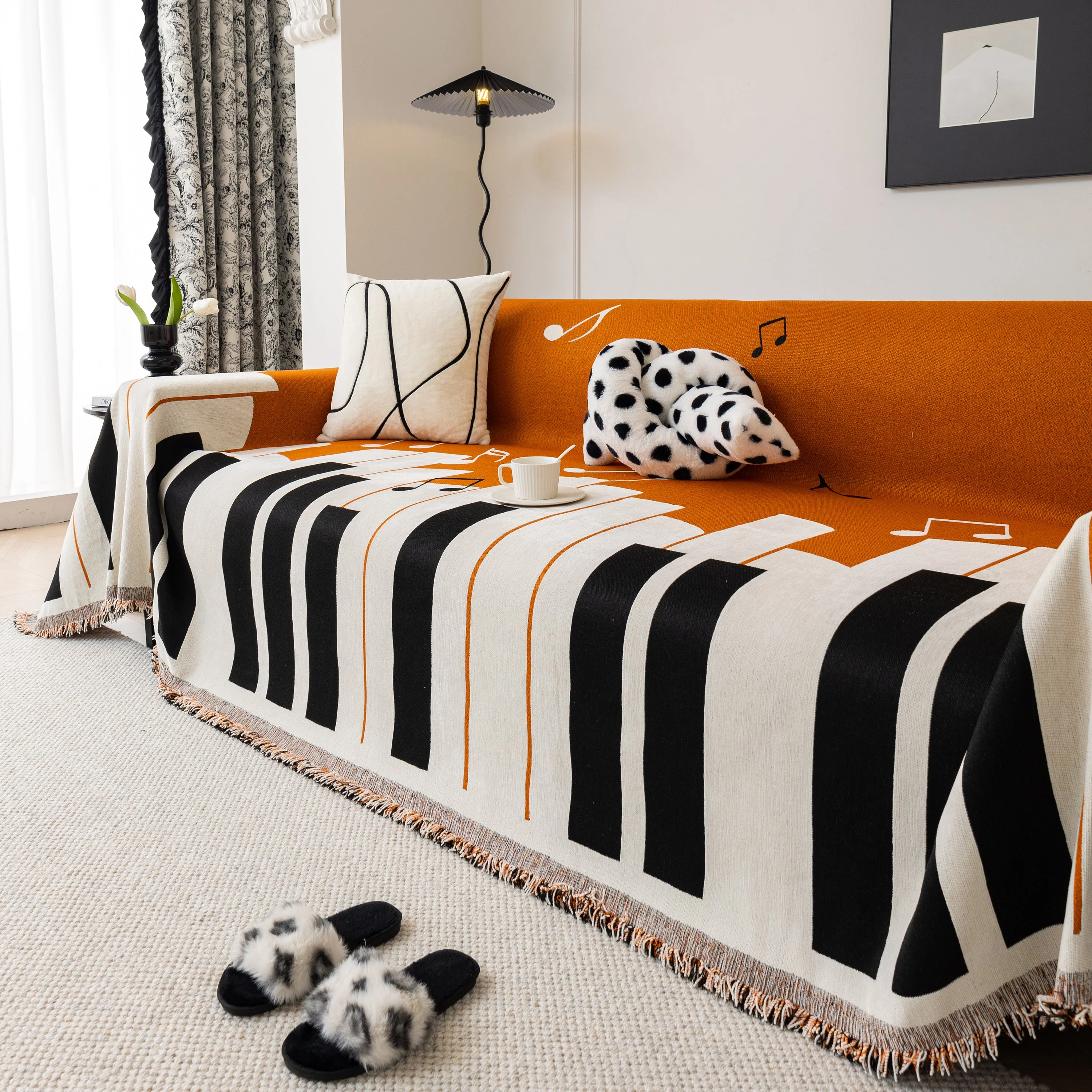Cozy Chenille Dynamic Notes Sectional Couch Cover Blanket, Perfect Couch Throw Covers for Pets - Image 85