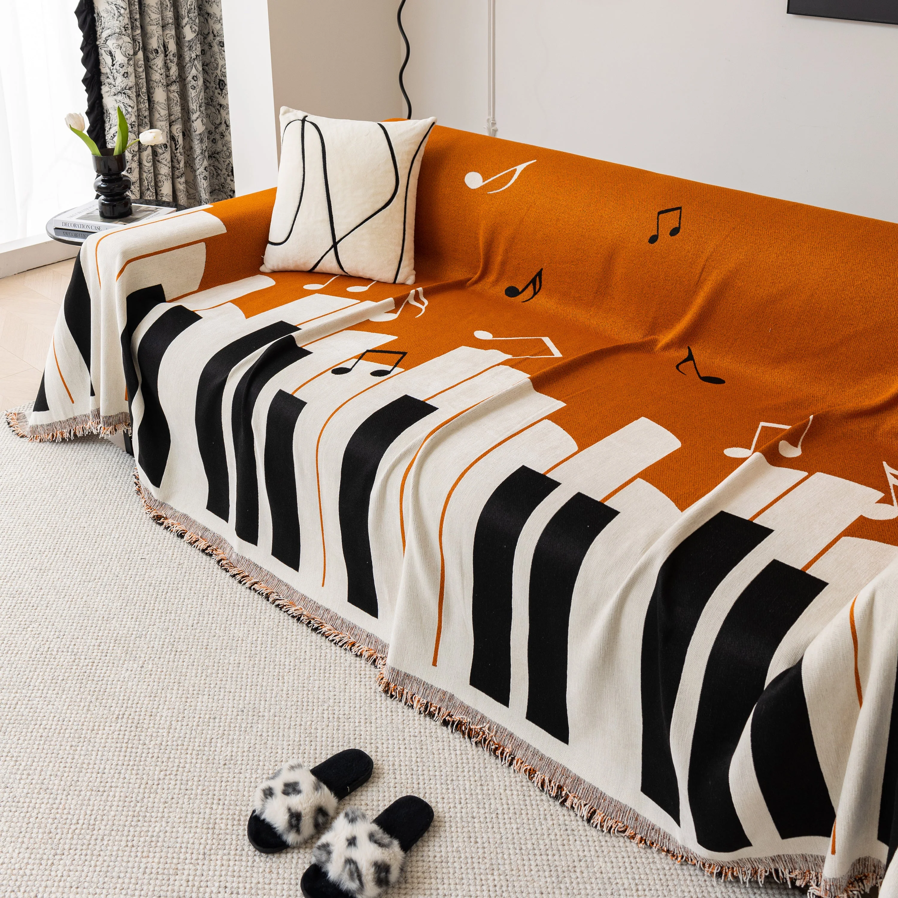 Cozy Chenille Dynamic Notes Sectional Couch Cover Blanket, Perfect Couch Throw Covers for Pets - Image 90