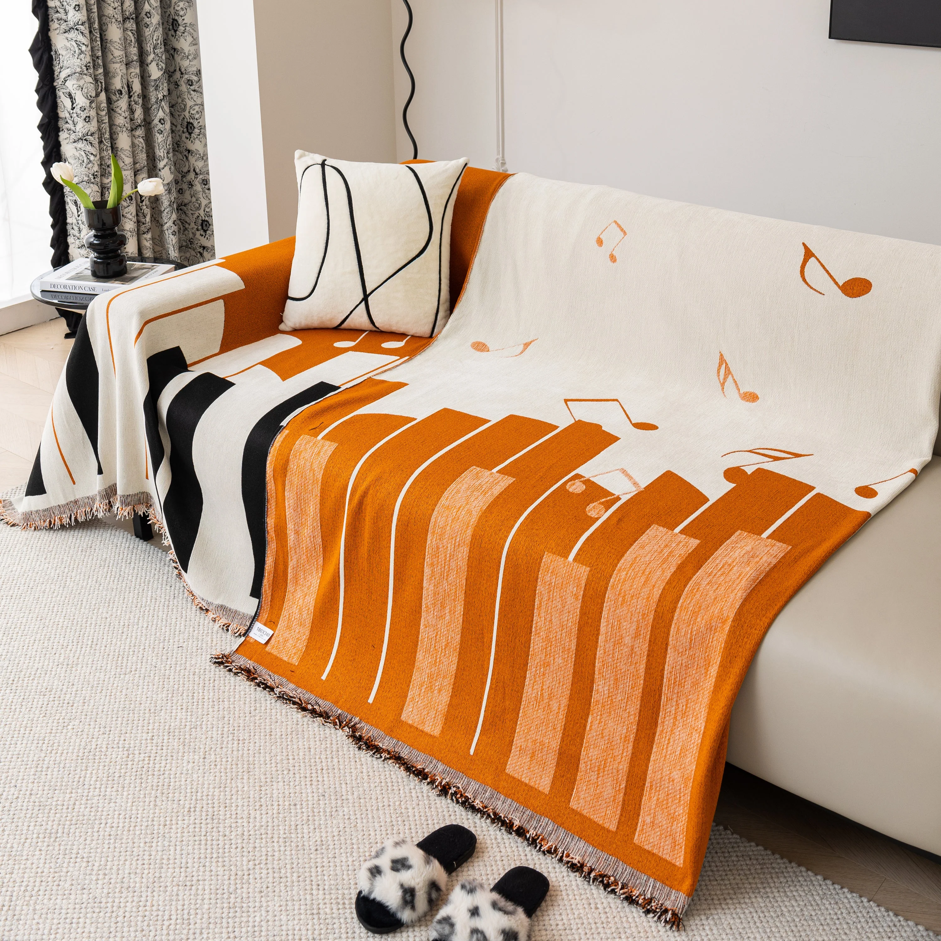 Cozy Chenille Dynamic Notes Sectional Couch Cover Blanket, Perfect Couch Throw Covers for Pets - Image 94