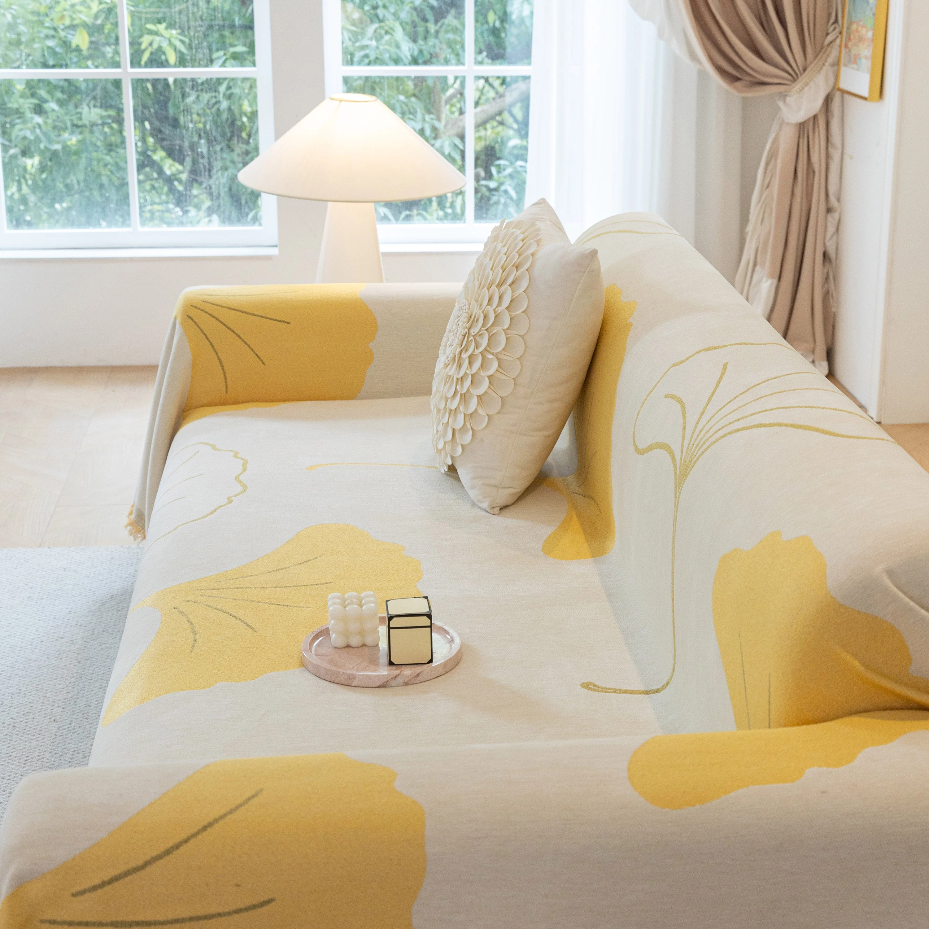 Cozy Couch Throw Blanket with Tassels, Jacquard Leaf Pattern Furniture Protector - Image 38