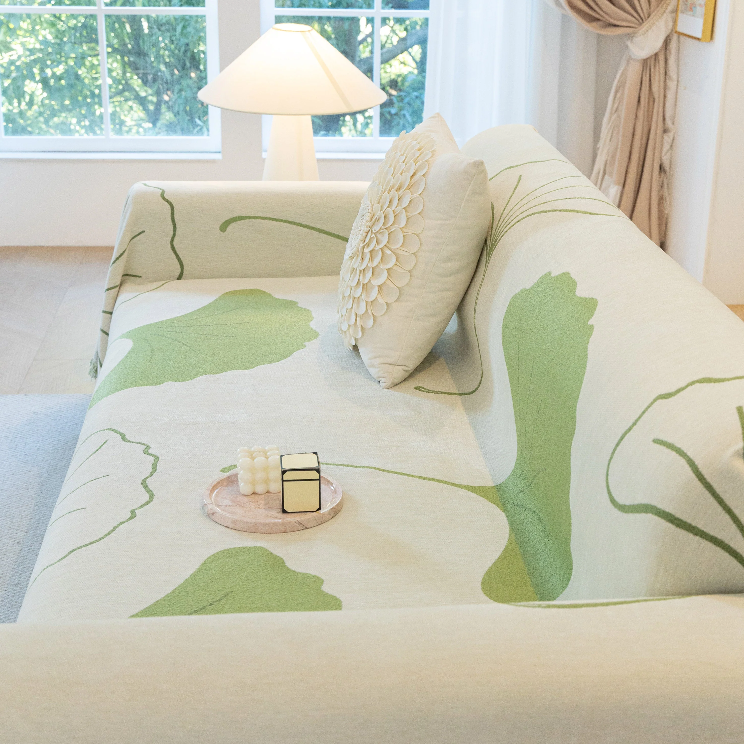 Cozy Couch Throw Blanket with Tassels, Jacquard Leaf Pattern Furniture Protector - Image 4
