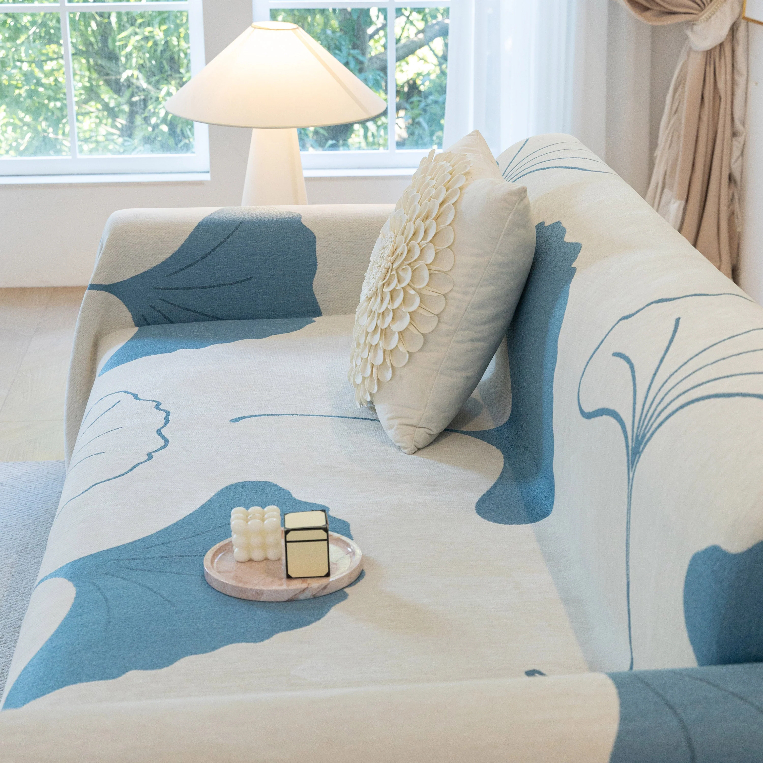 Cozy Couch Throw Blanket with Tassels, Jacquard Leaf Pattern Furniture Protector - Image 54