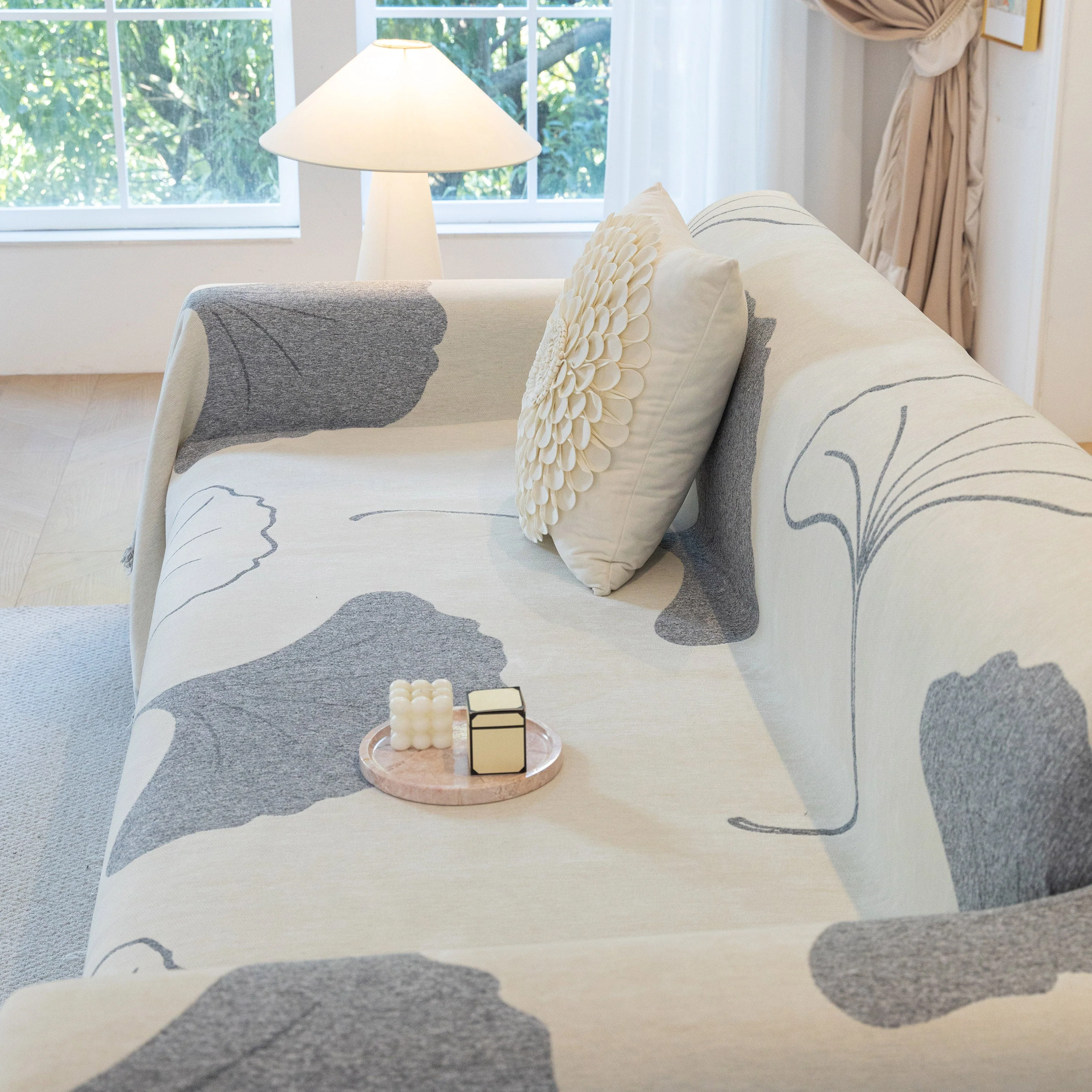 Cozy Couch Throw Blanket with Tassels, Jacquard Leaf Pattern Furniture Protector - Image 74