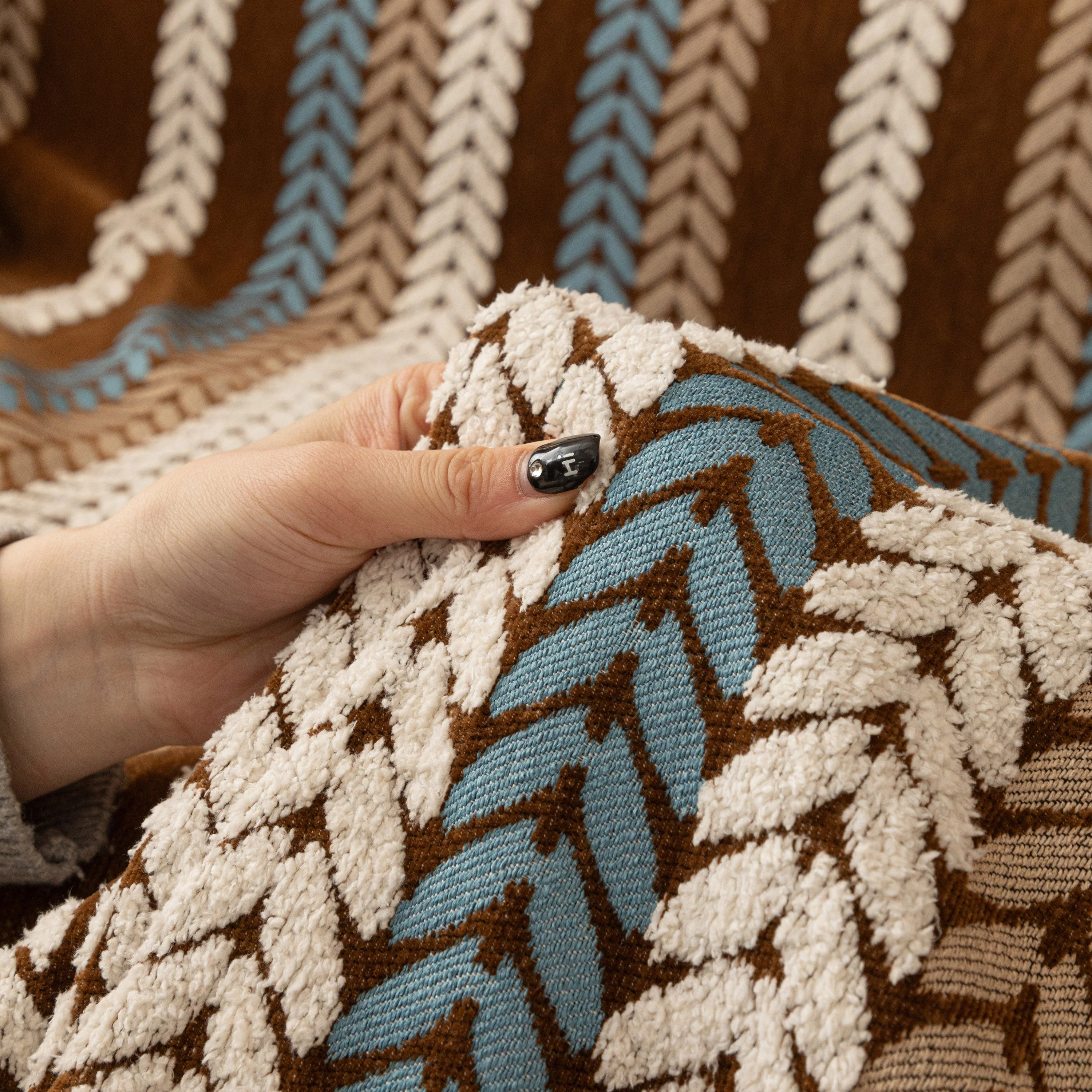 Cozy Decorative Throw Blanket for Couches, Boho Plush Woven Sofa Cover with Stripes - Image 16