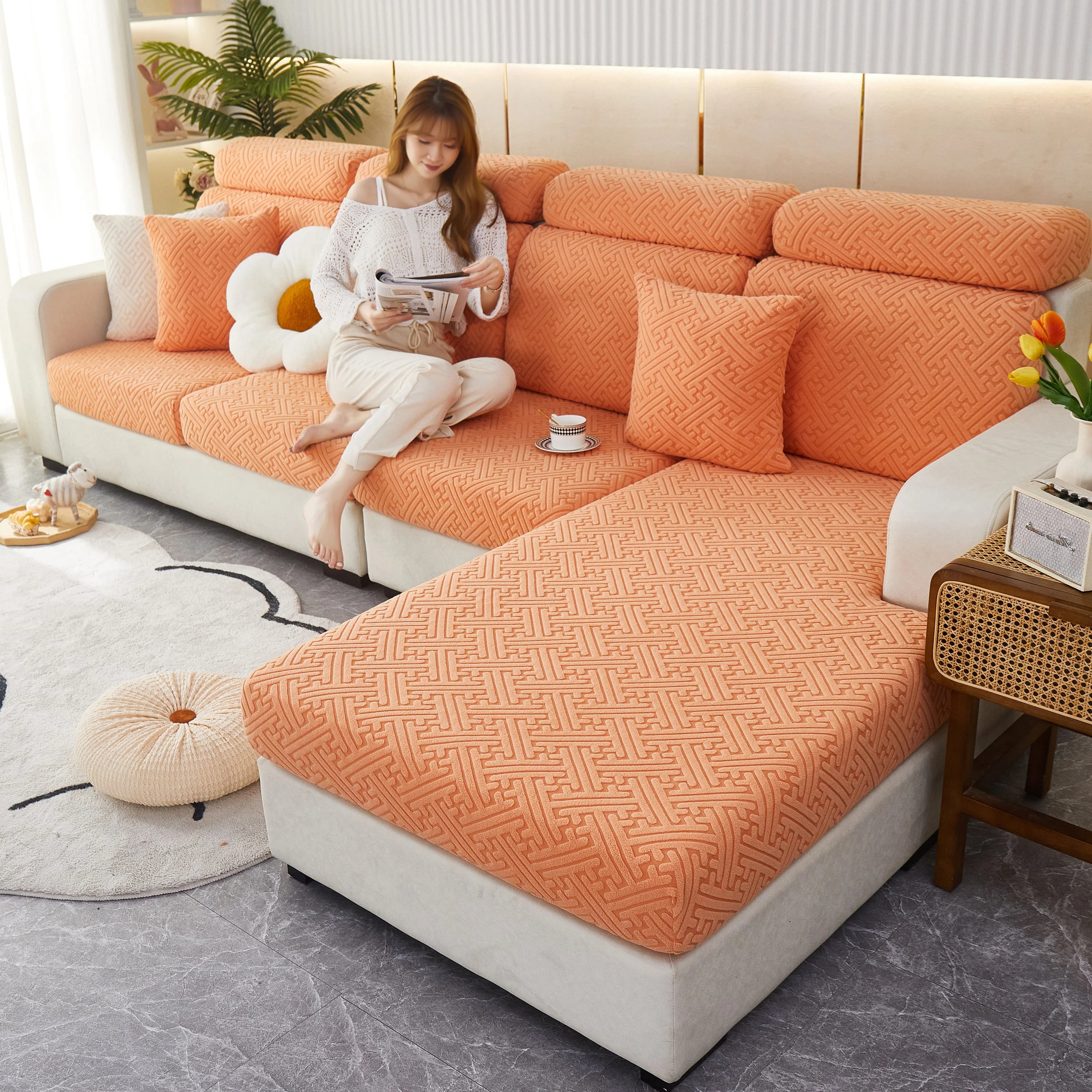 Cozy Polar Fleece Cushion Covers, Pet Friendly Stretch Sofa Covers for L-Shaped Couch and Recliner - Image 8