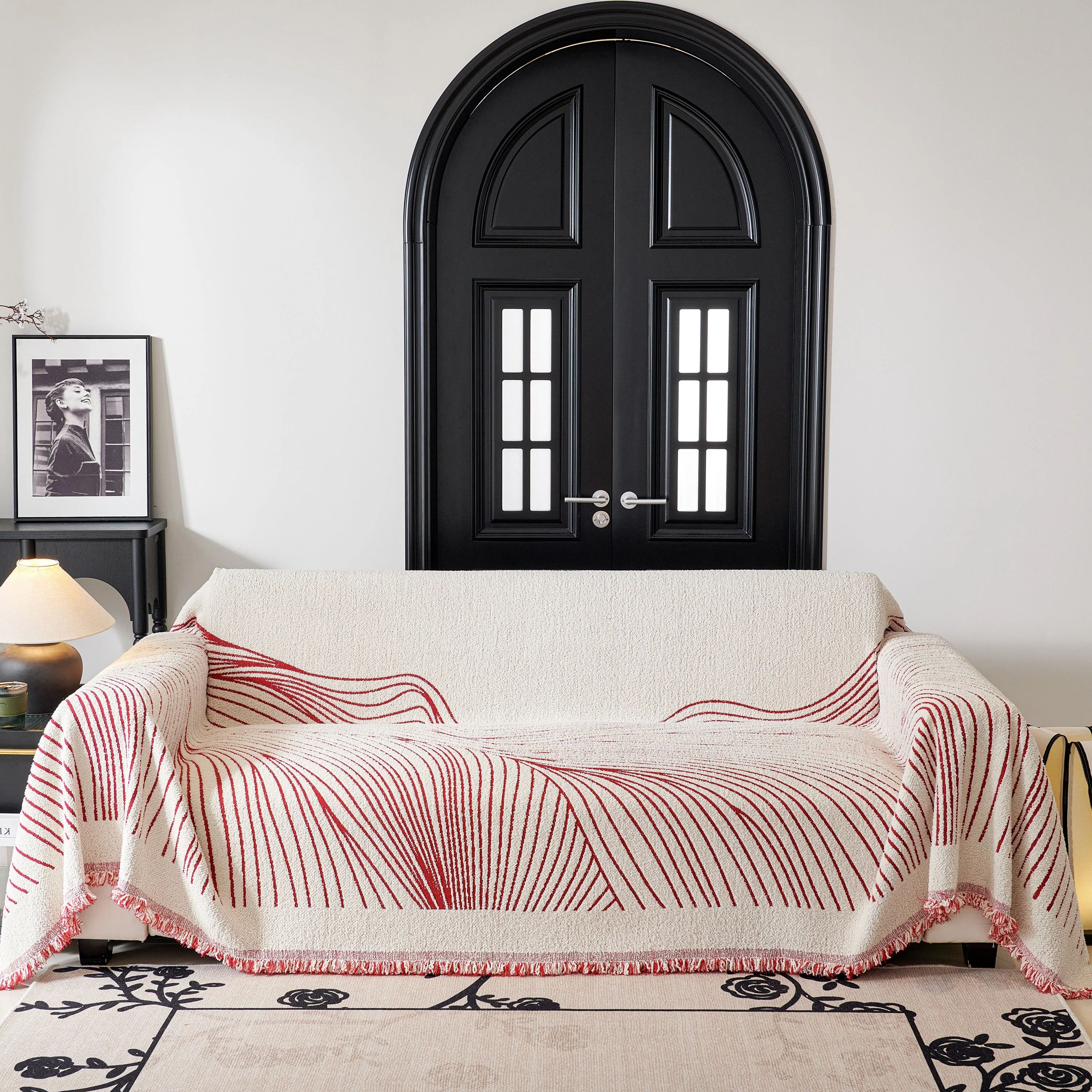Cozy Striped Sofa Throw Blanket L Shaped Sectional Couch Covers Luxury Throws for Sofas - Image 12
