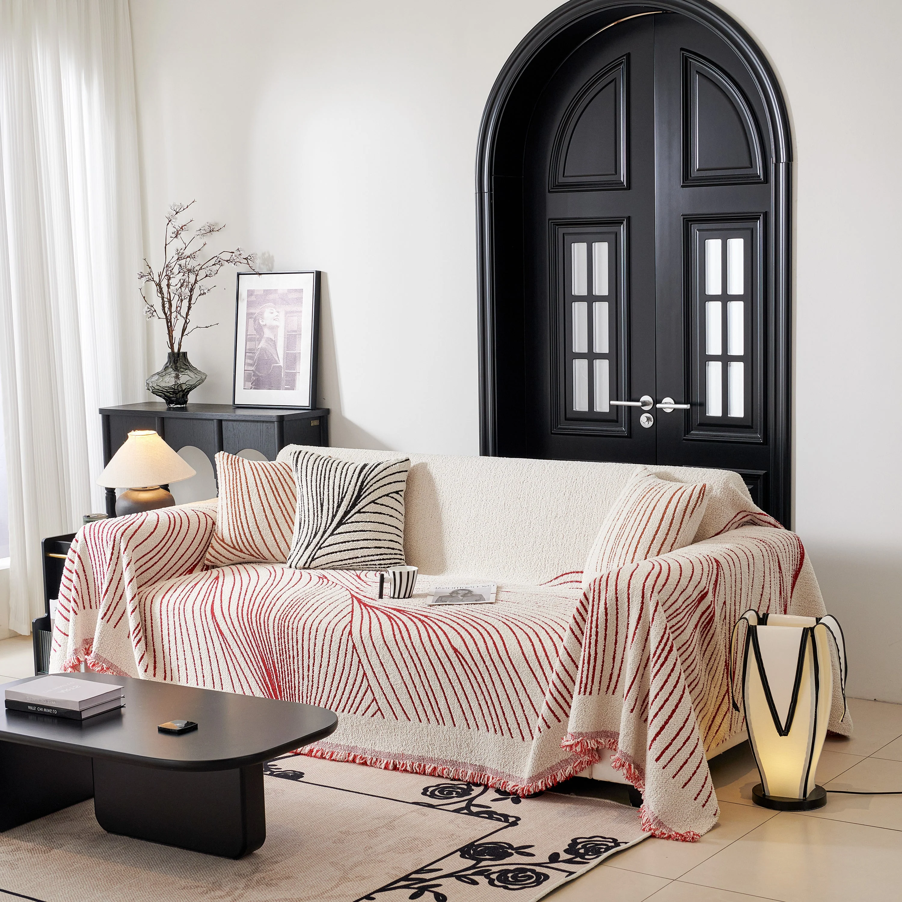 Cozy Striped Sofa Throw Blanket L Shaped Sectional Couch Covers Luxury Throws for Sofas - Image 15