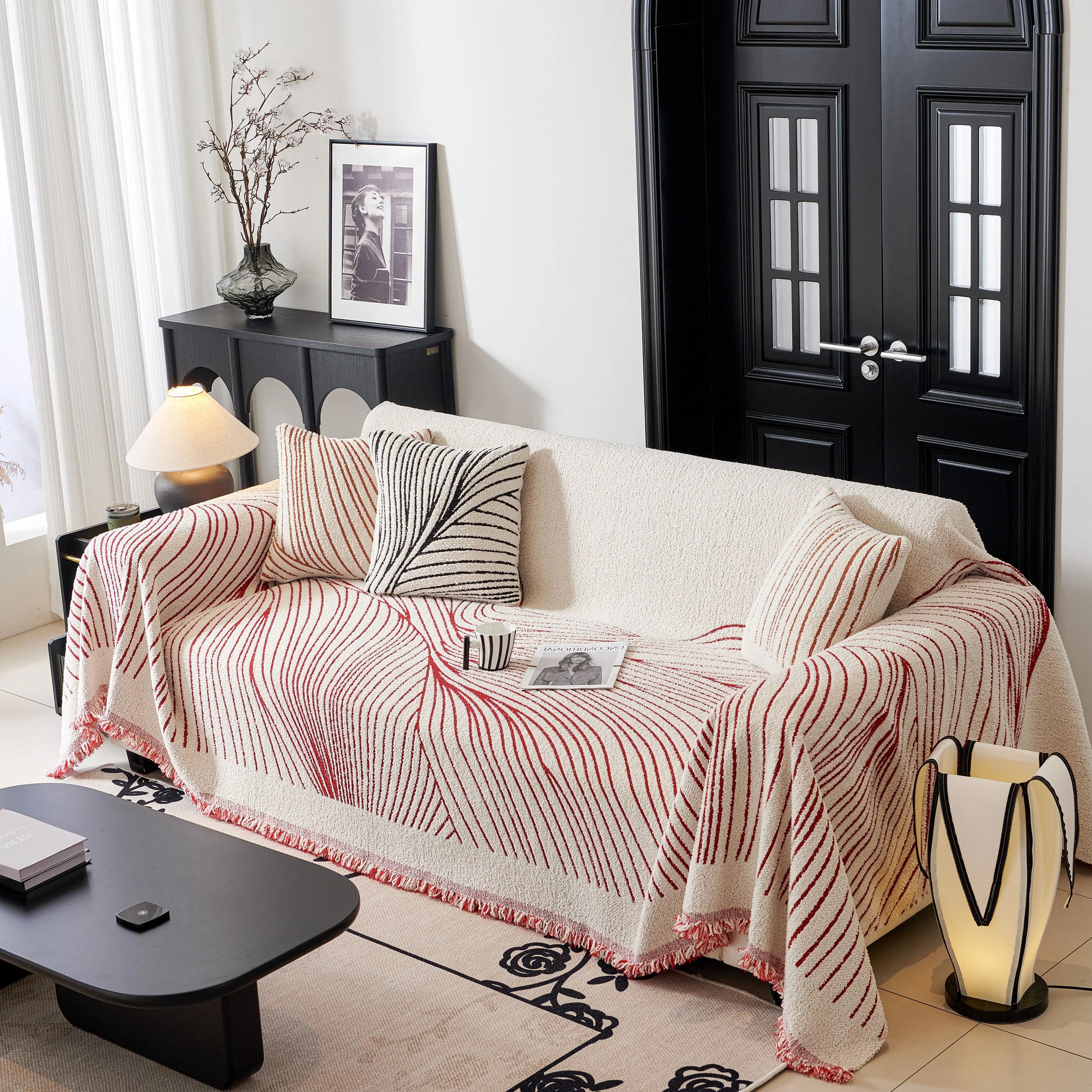 Cozy Striped Sofa Throw Blanket L Shaped Sectional Couch Covers Luxury Throws for Sofas - Image 16