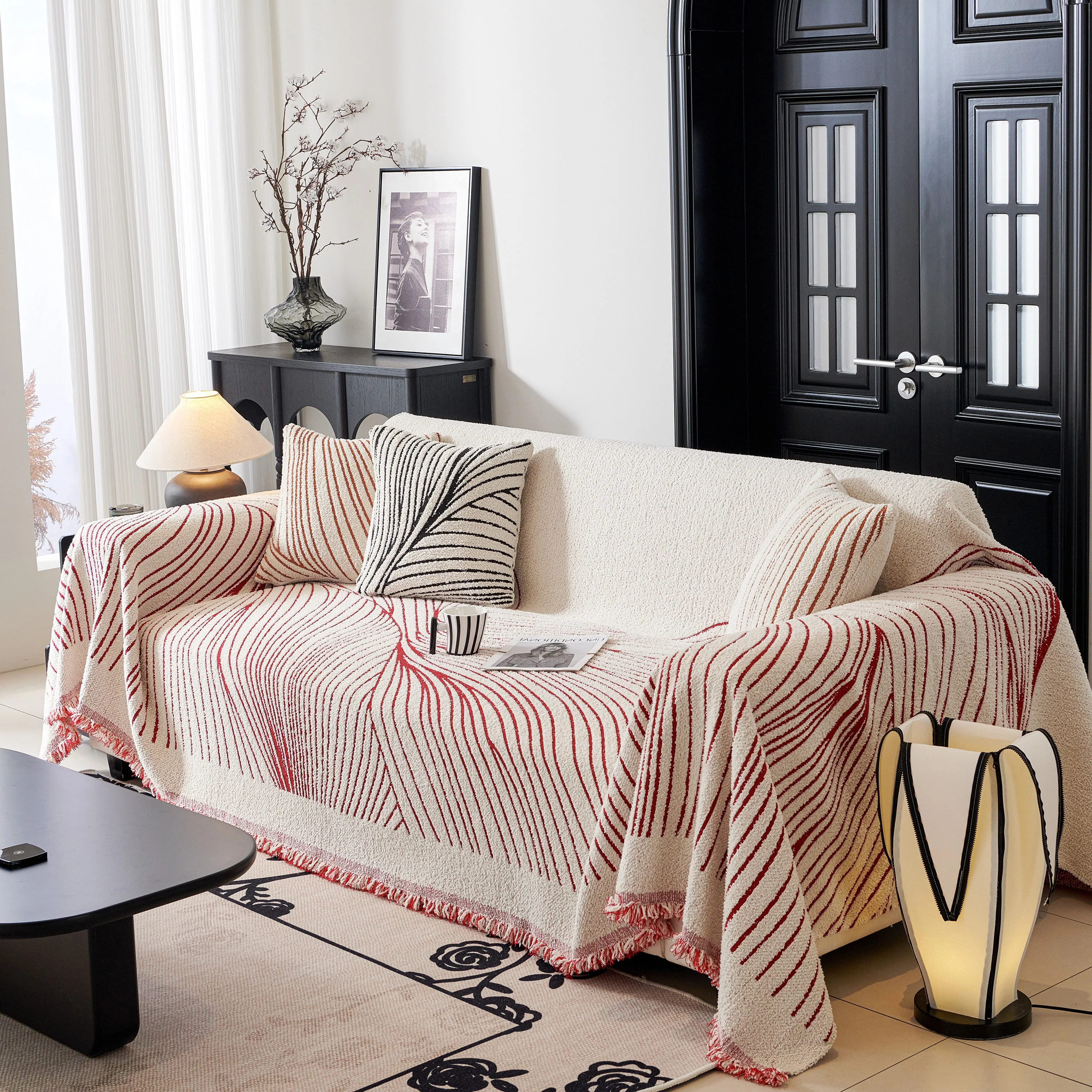Cozy Striped Sofa Throw Blanket L Shaped Sectional Couch Covers Luxury Throws for Sofas - Image 17