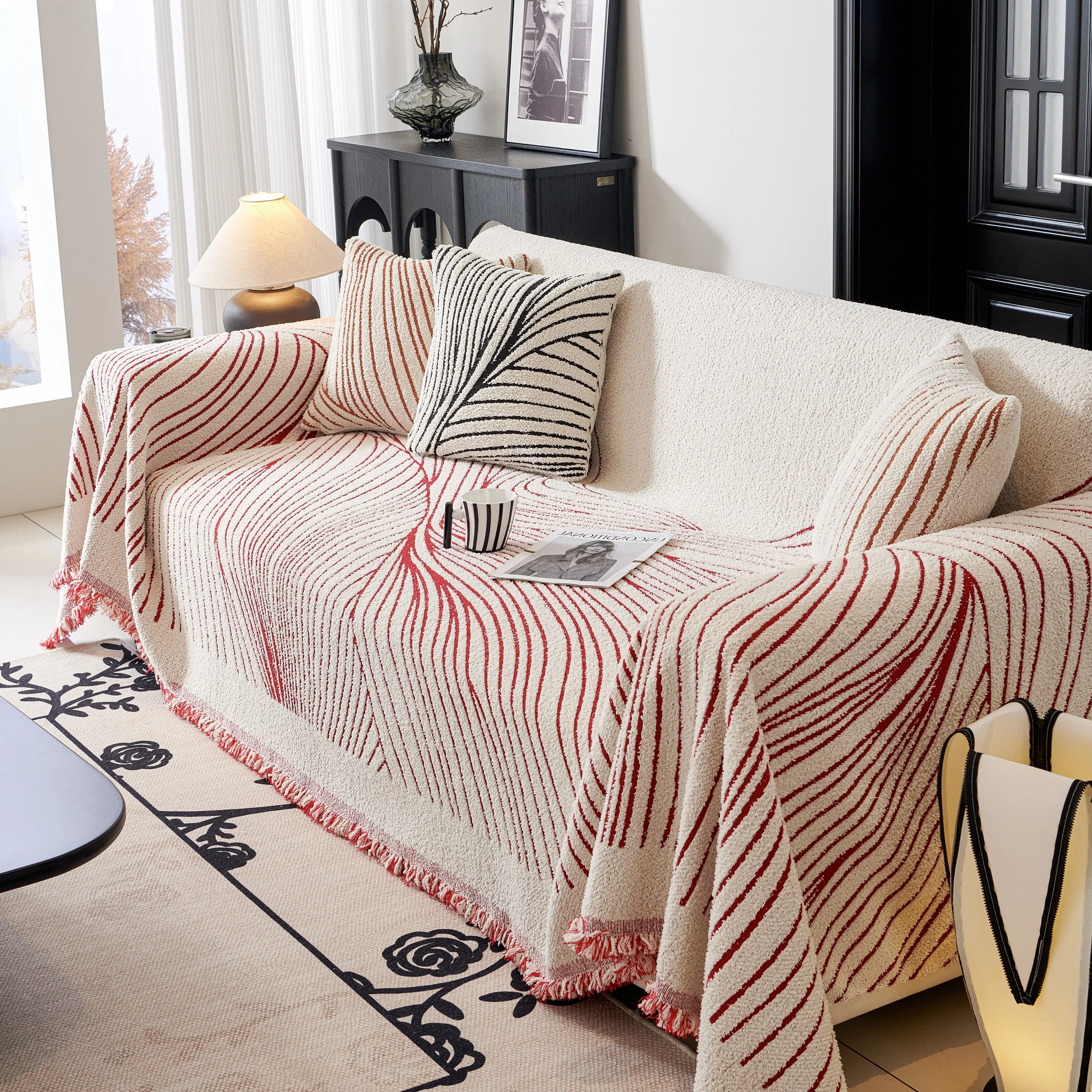 Cozy Striped Sofa Throw Blanket L Shaped Sectional Couch Covers Luxury Throws for Sofas - Image 18
