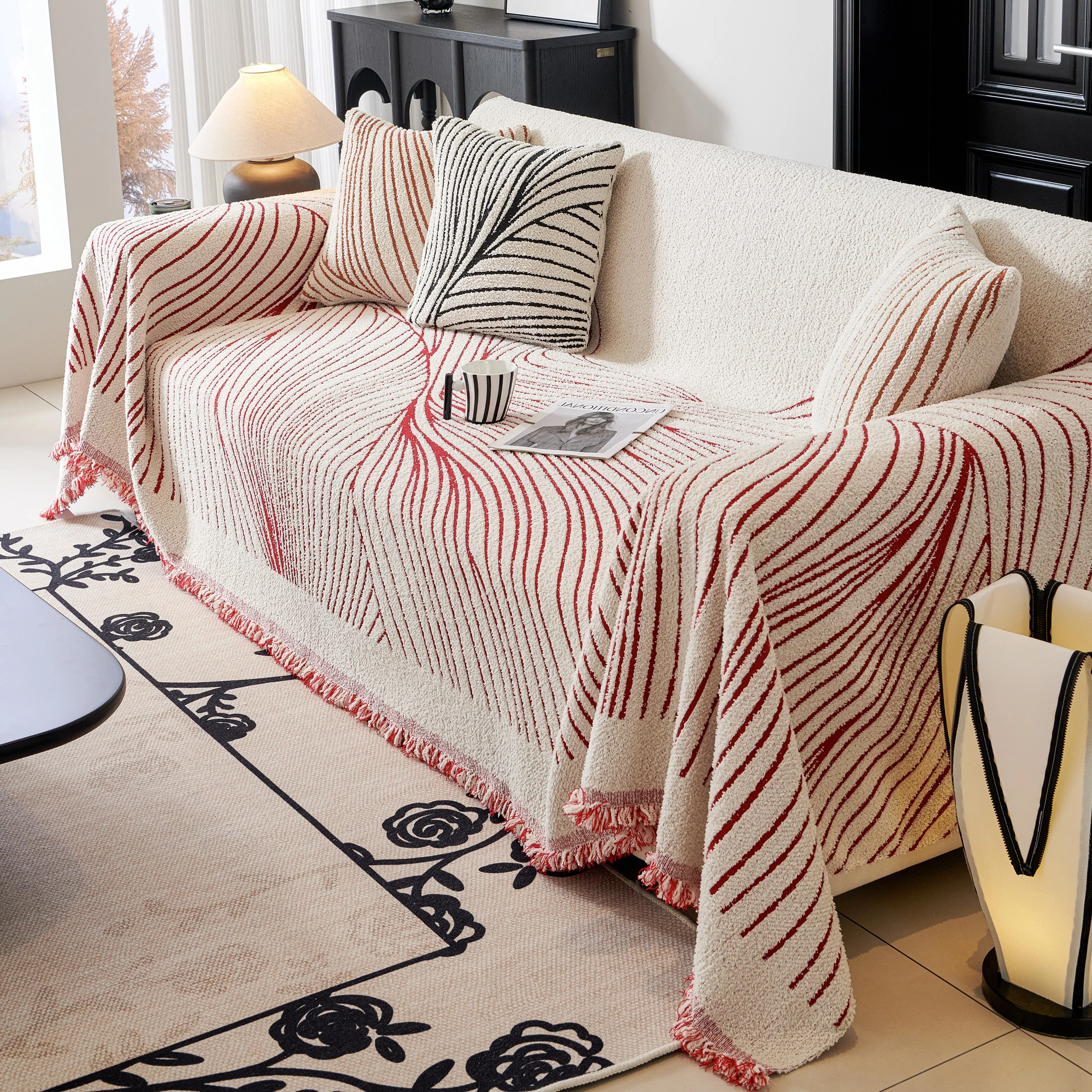 Cozy Striped Sofa Throw Blanket L Shaped Sectional Couch Covers Luxury Throws for Sofas - Image 19