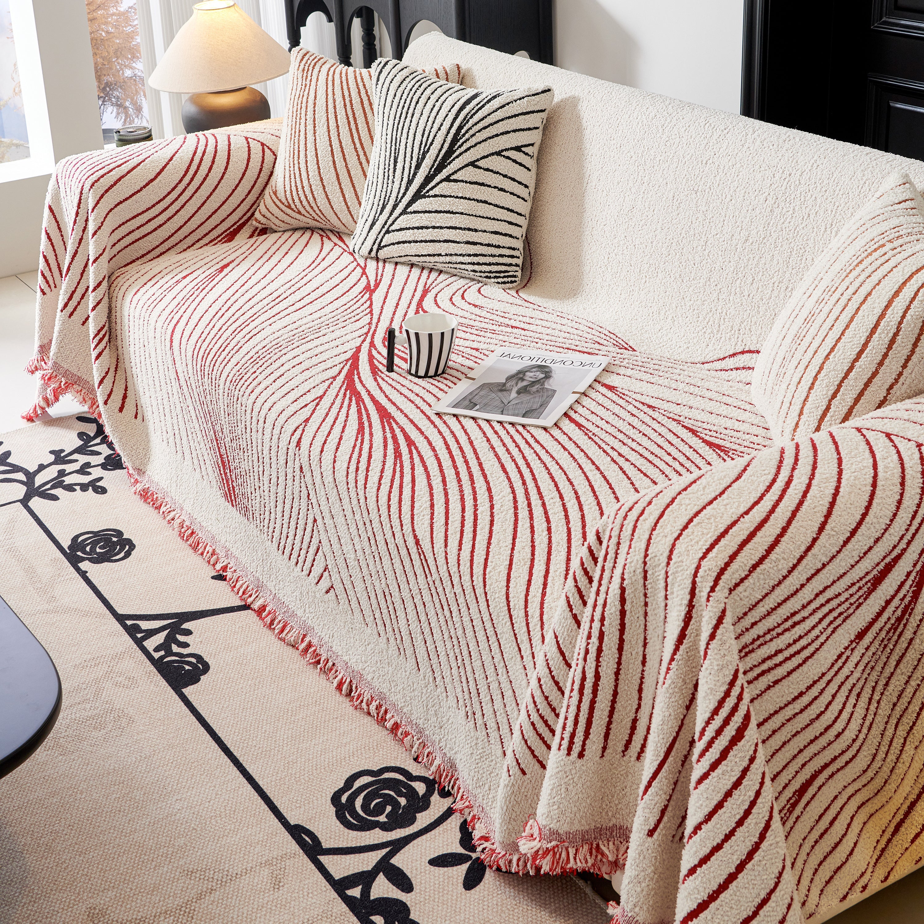 Cozy Striped Sofa Throw Blanket L Shaped Sectional Couch Covers Luxury Throws for Sofas - Image 20