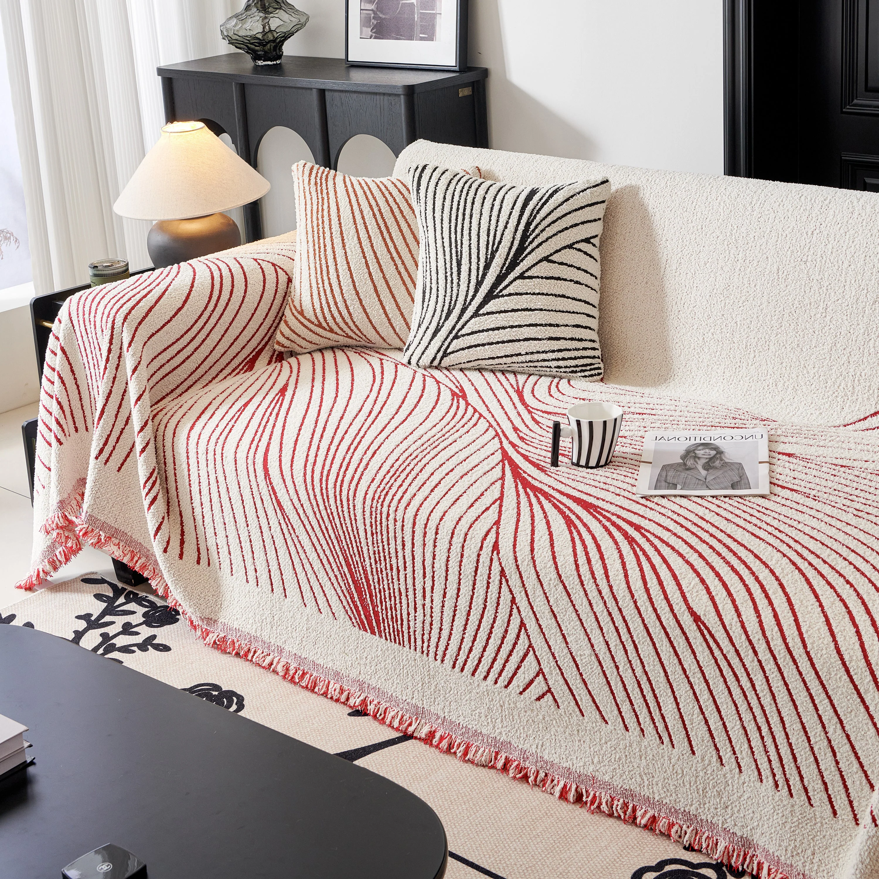 Cozy Striped Sofa Throw Blanket L Shaped Sectional Couch Covers Luxury Throws for Sofas - Image 22