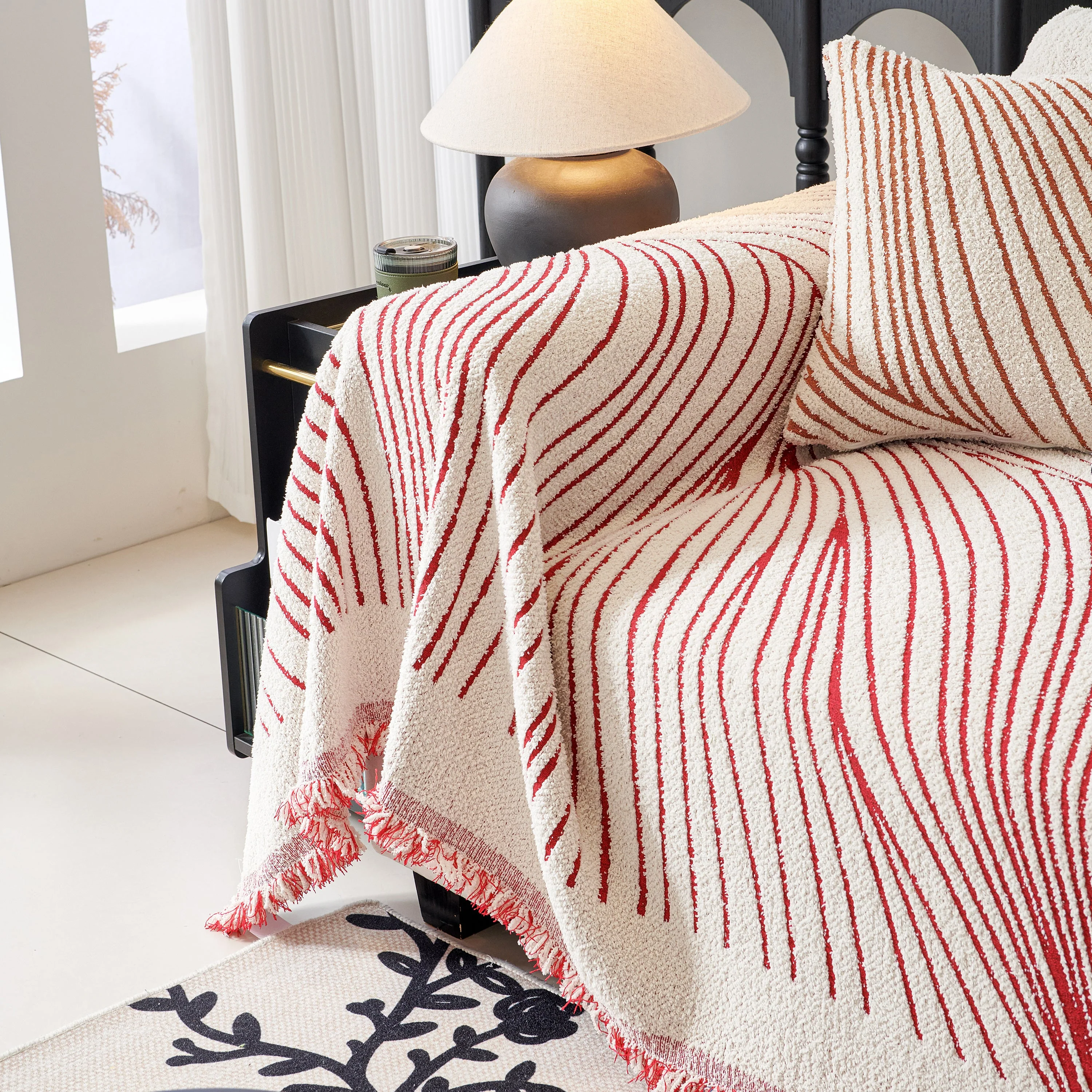 Cozy Striped Sofa Throw Blanket L Shaped Sectional Couch Covers Luxury Throws for Sofas - Image 23