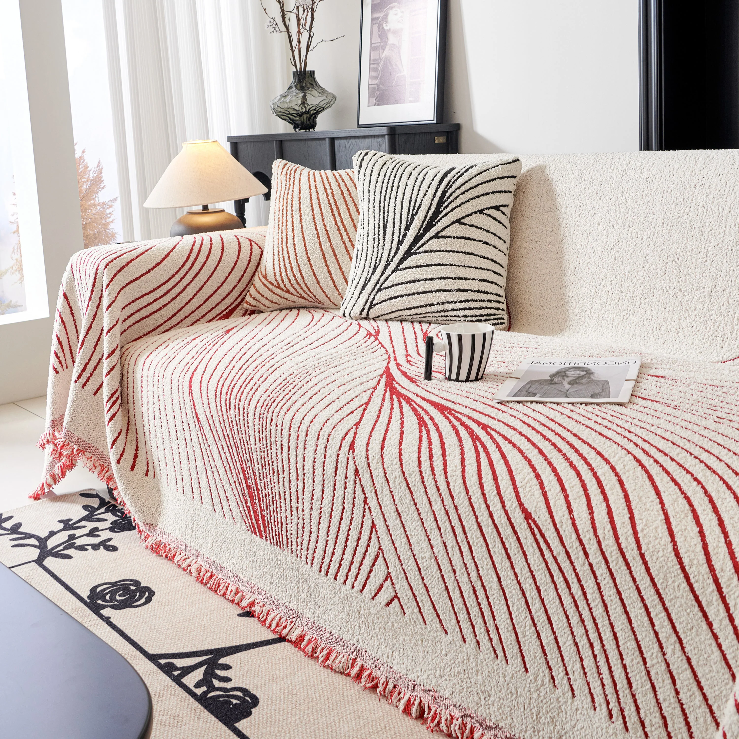 Cozy Striped Sofa Throw Blanket L Shaped Sectional Couch Covers Luxury Throws for Sofas - Image 26
