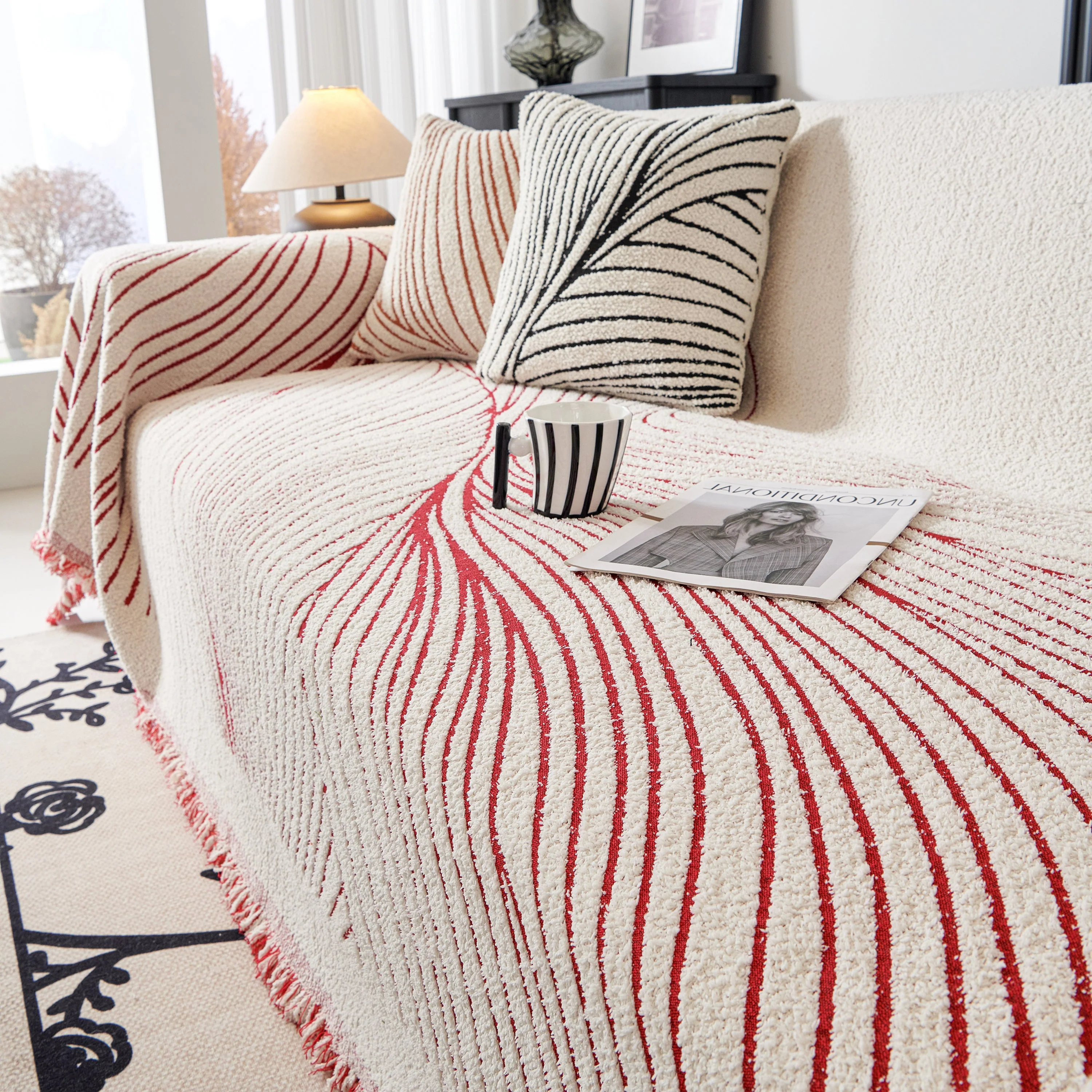Cozy Striped Sofa Throw Blanket L Shaped Sectional Couch Covers Luxury Throws for Sofas - Image 29