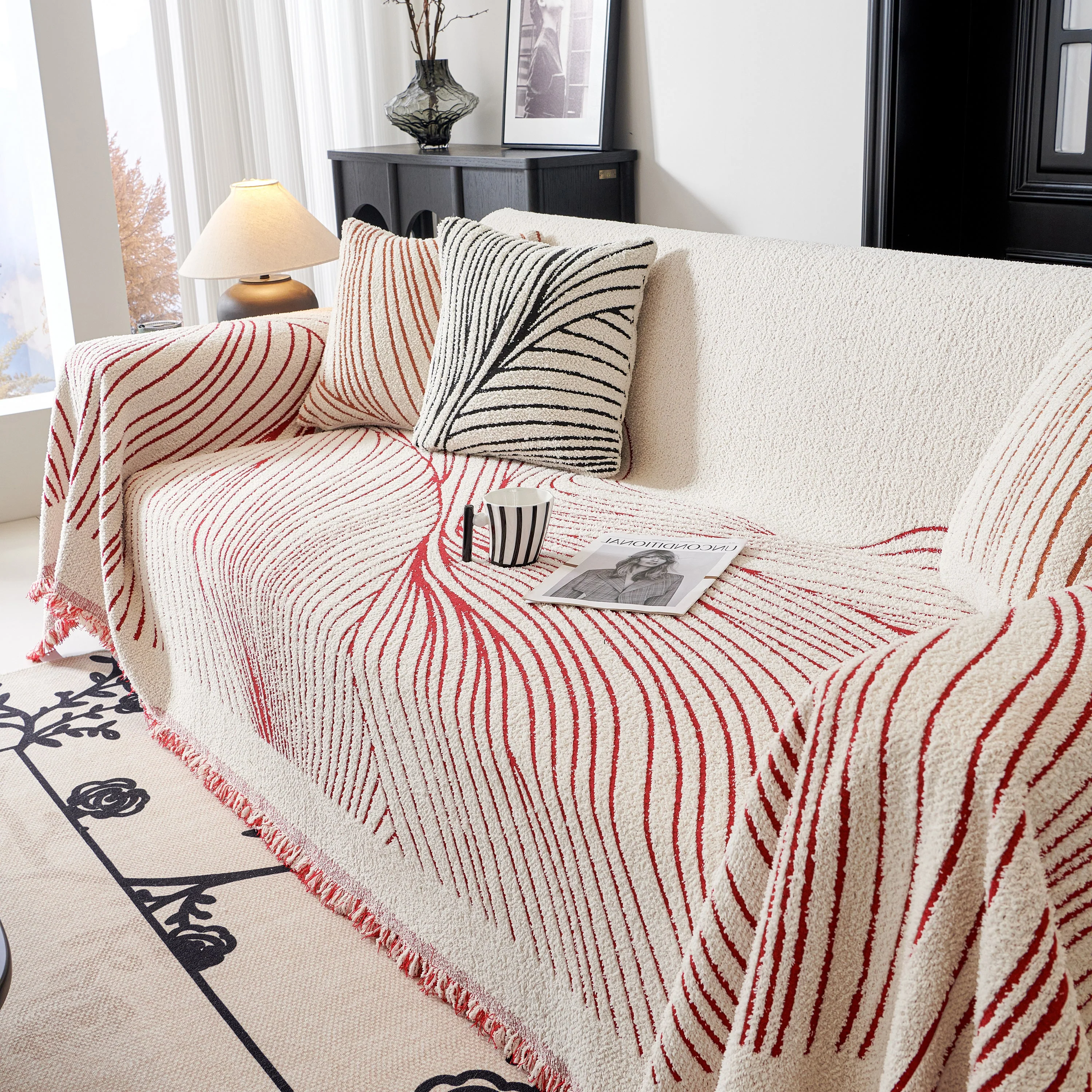Cozy Striped Sofa Throw Blanket L Shaped Sectional Couch Covers Luxury Throws for Sofas - Image 31