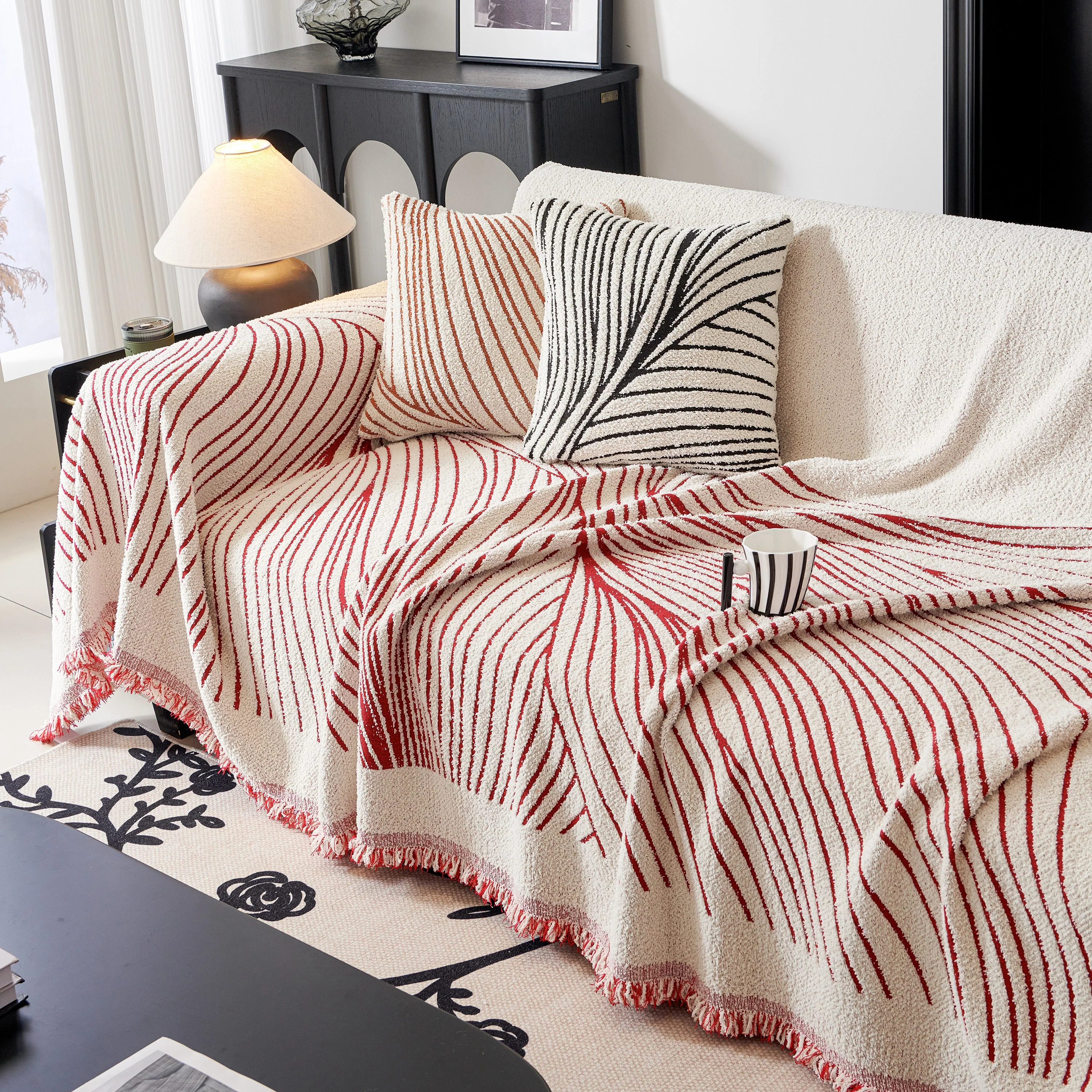 Cozy Striped Sofa Throw Blanket L Shaped Sectional Couch Covers Luxury Throws for Sofas - Image 33
