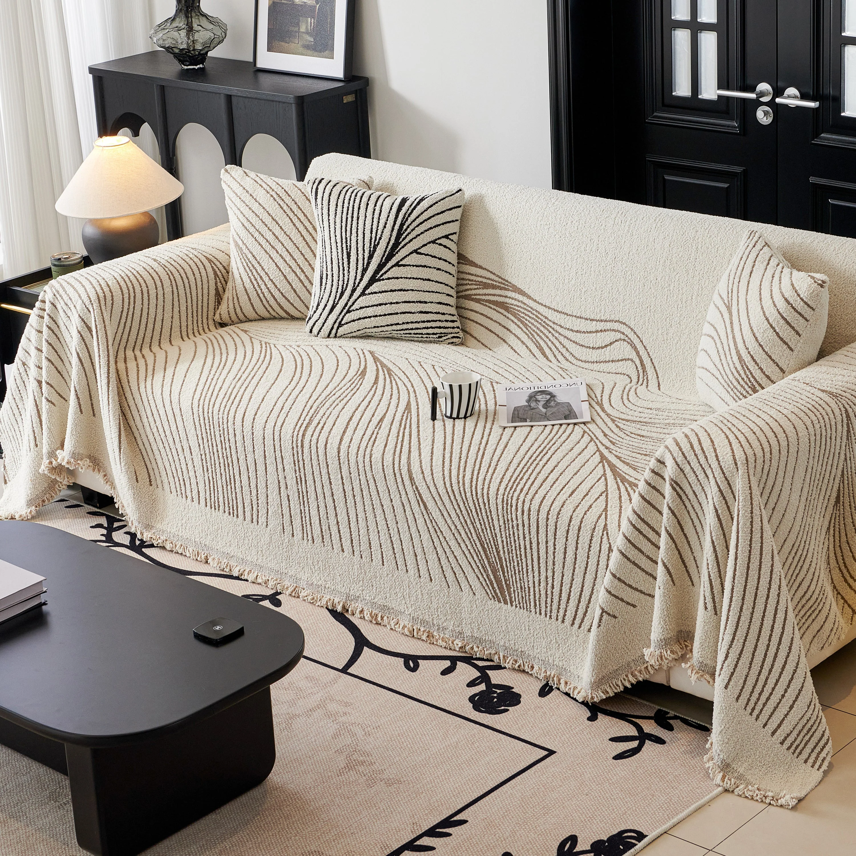 Cozy Striped Sofa Throw Blanket L Shaped Sectional Couch Covers Luxury Throws for Sofas - Image 35