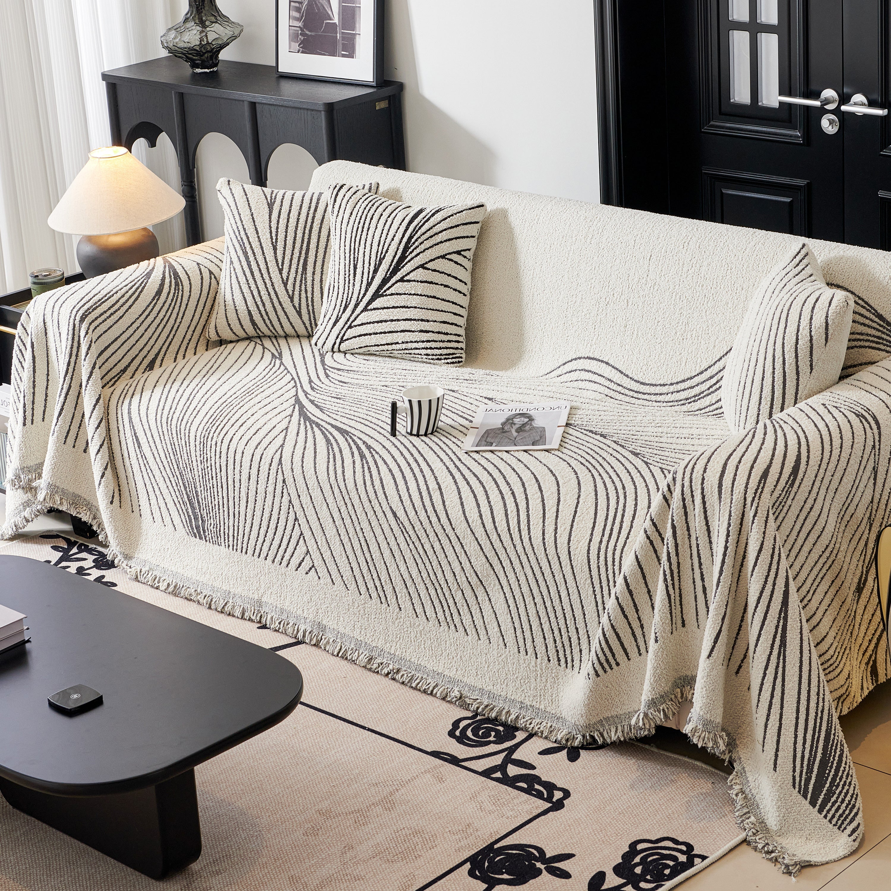 Cozy Striped Sofa Throw Blanket L Shaped Sectional Couch Covers Luxury Throws for Sofas - Image 37