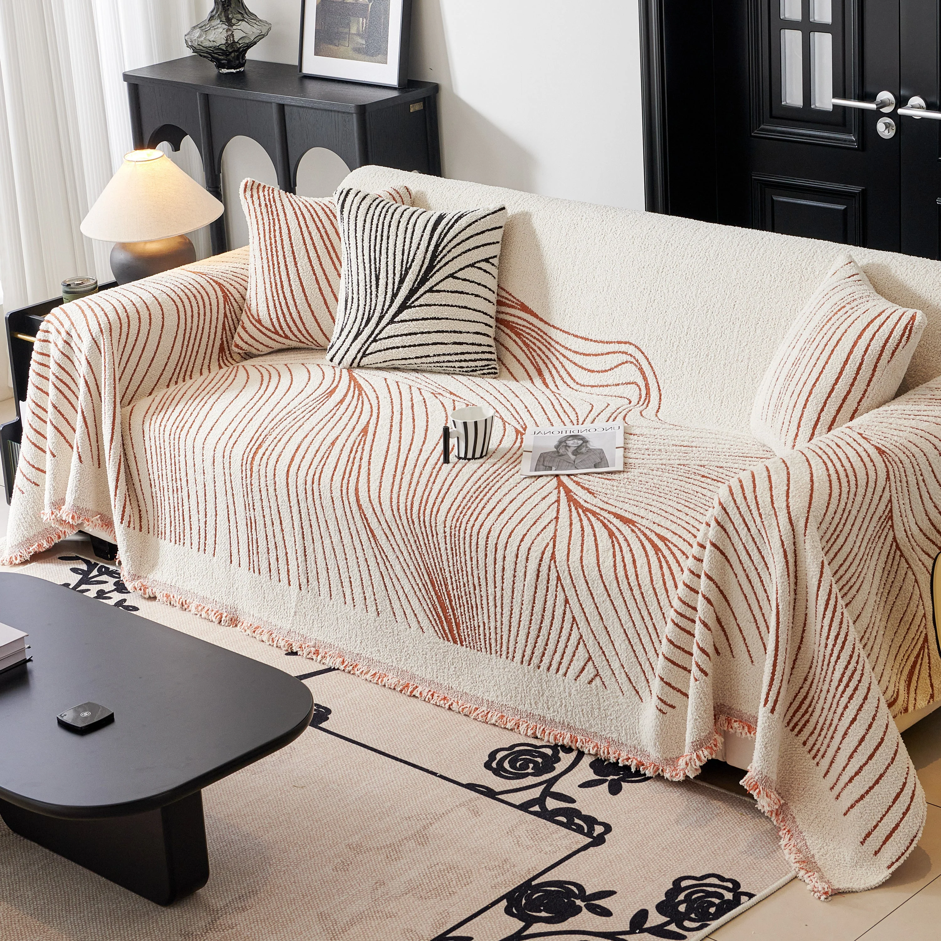 Cozy Striped Sofa Throw Blanket L Shaped Sectional Couch Covers Luxury Throws for Sofas - Image 38