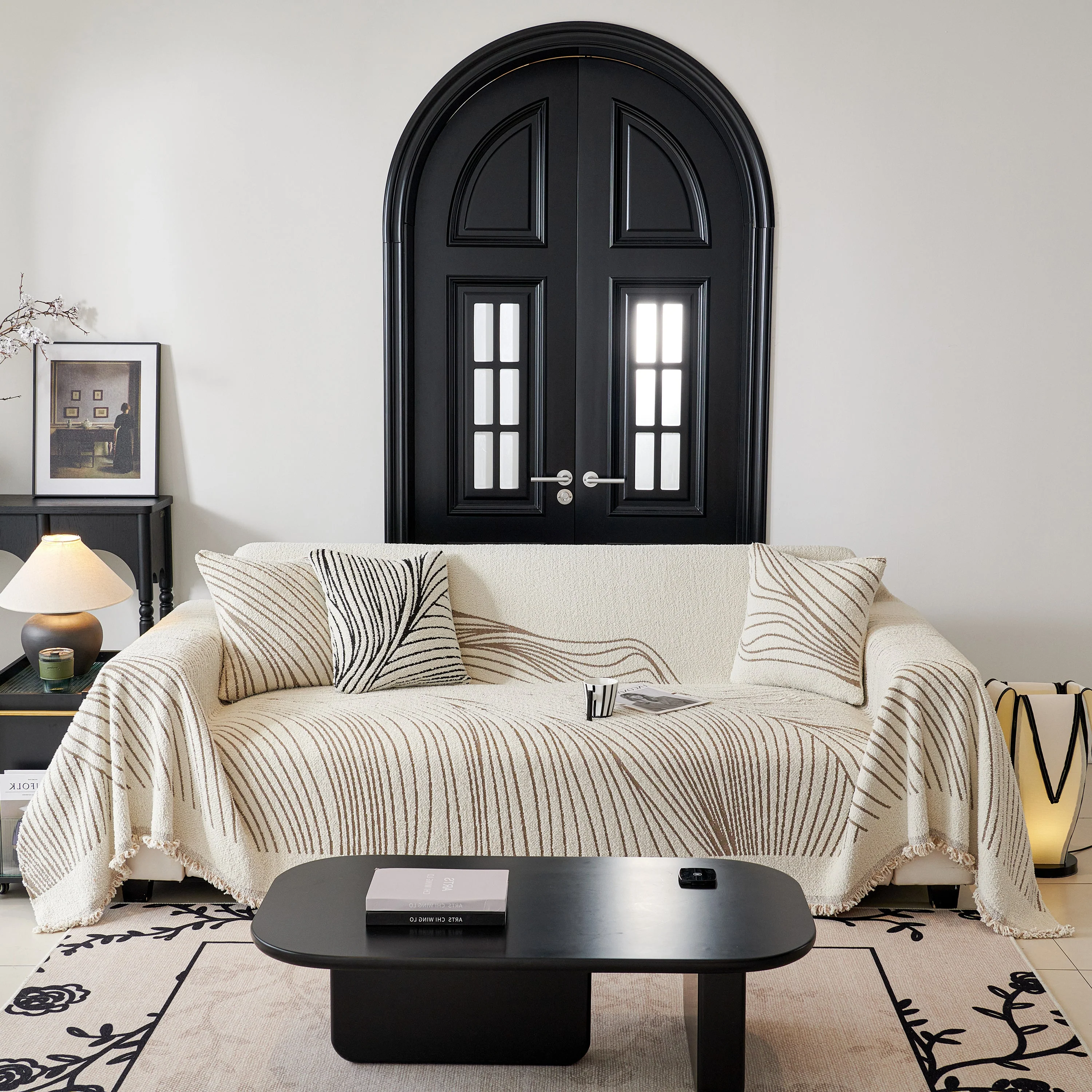 Cozy Striped Sofa Throw Blanket L Shaped Sectional Couch Covers Luxury Throws for Sofas - Image 39