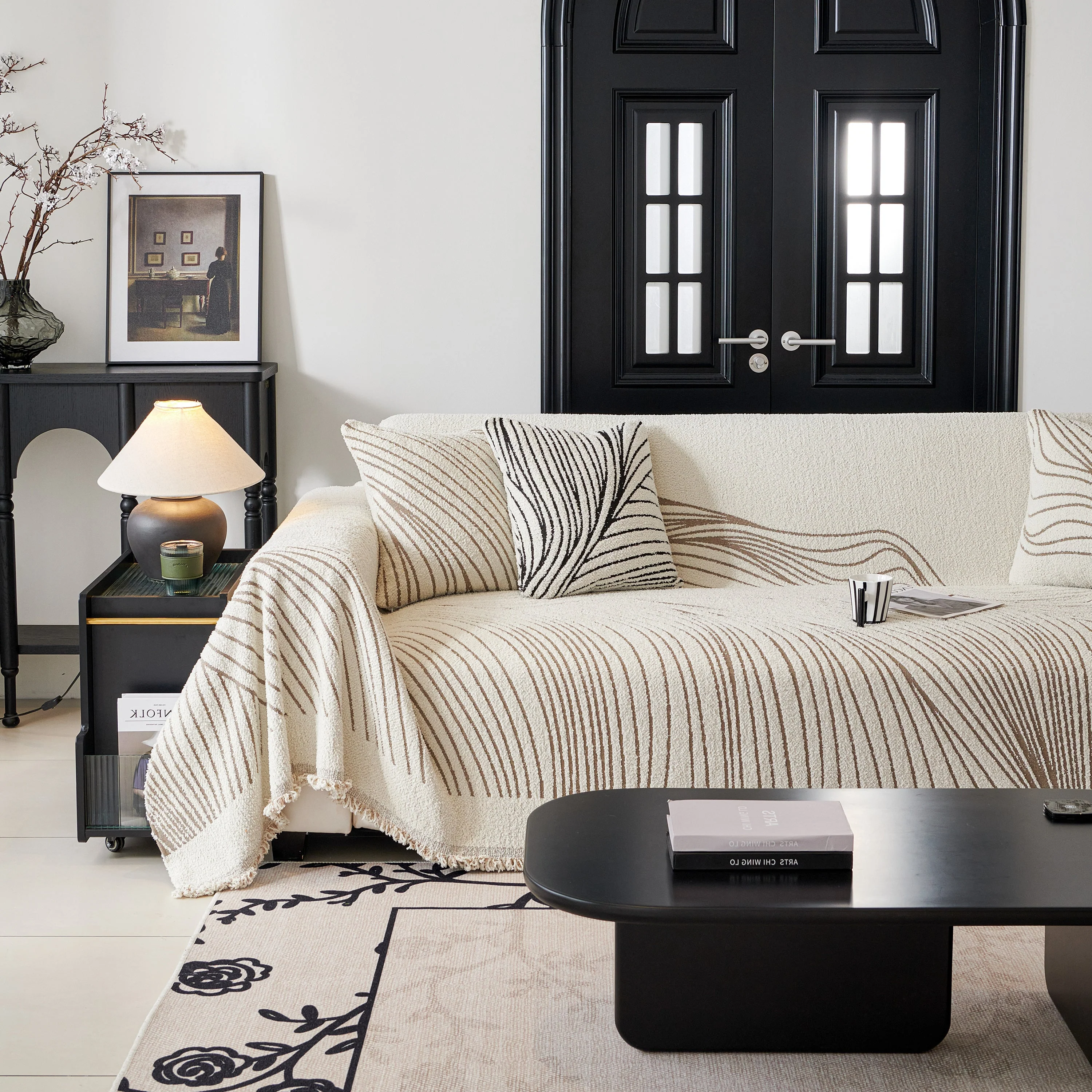 Cozy Striped Sofa Throw Blanket L Shaped Sectional Couch Covers Luxury Throws for Sofas - Image 40