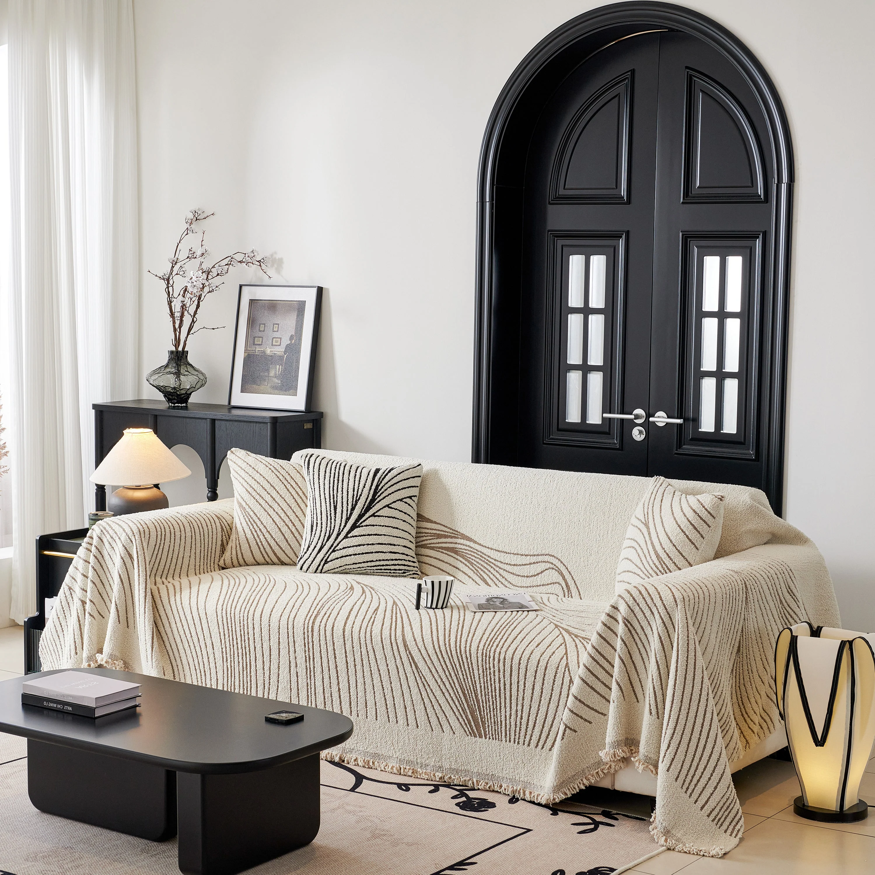 Cozy Striped Sofa Throw Blanket L Shaped Sectional Couch Covers Luxury Throws for Sofas - Image 41