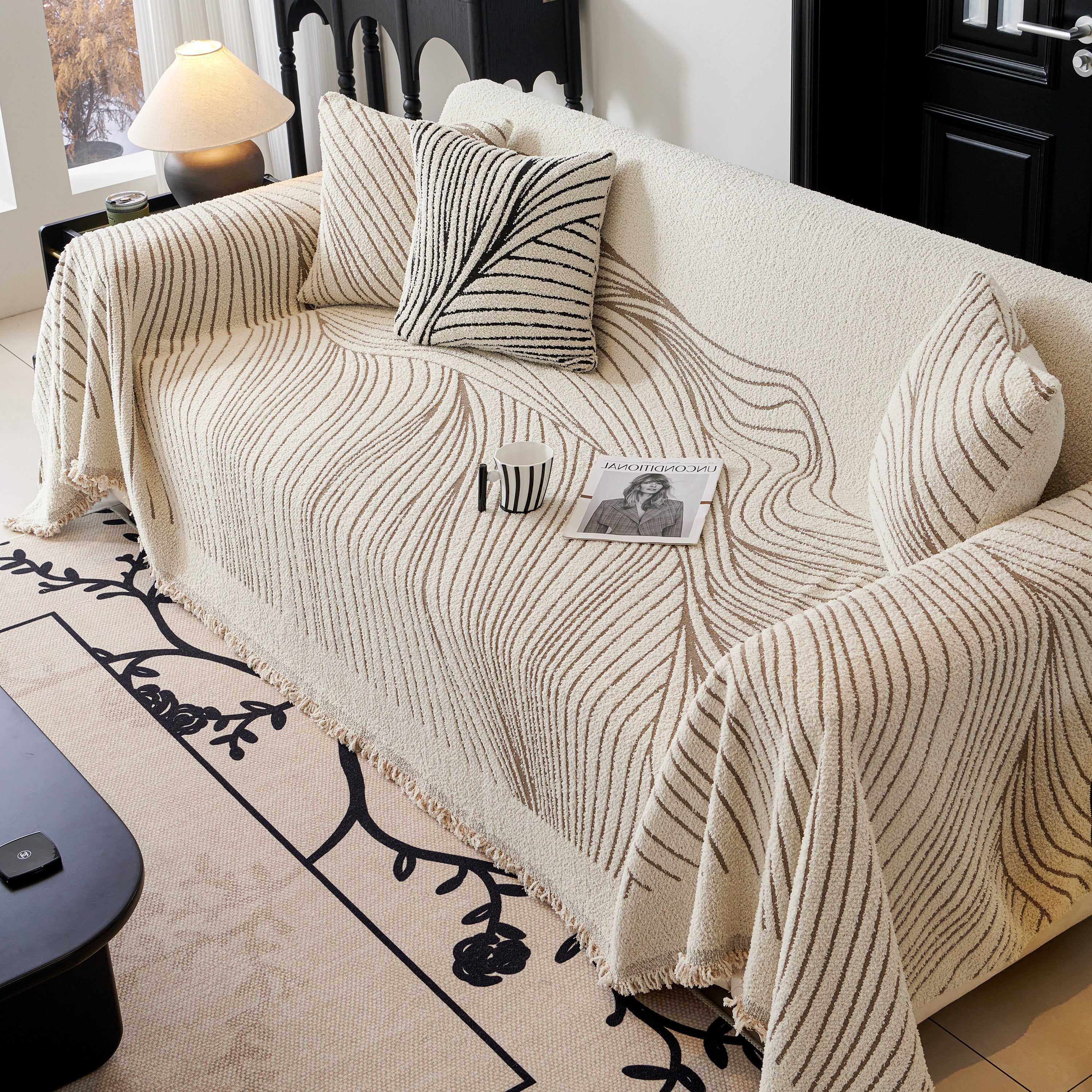 Cozy Striped Sofa Throw Blanket L Shaped Sectional Couch Covers Luxury Throws for Sofas - Image 45