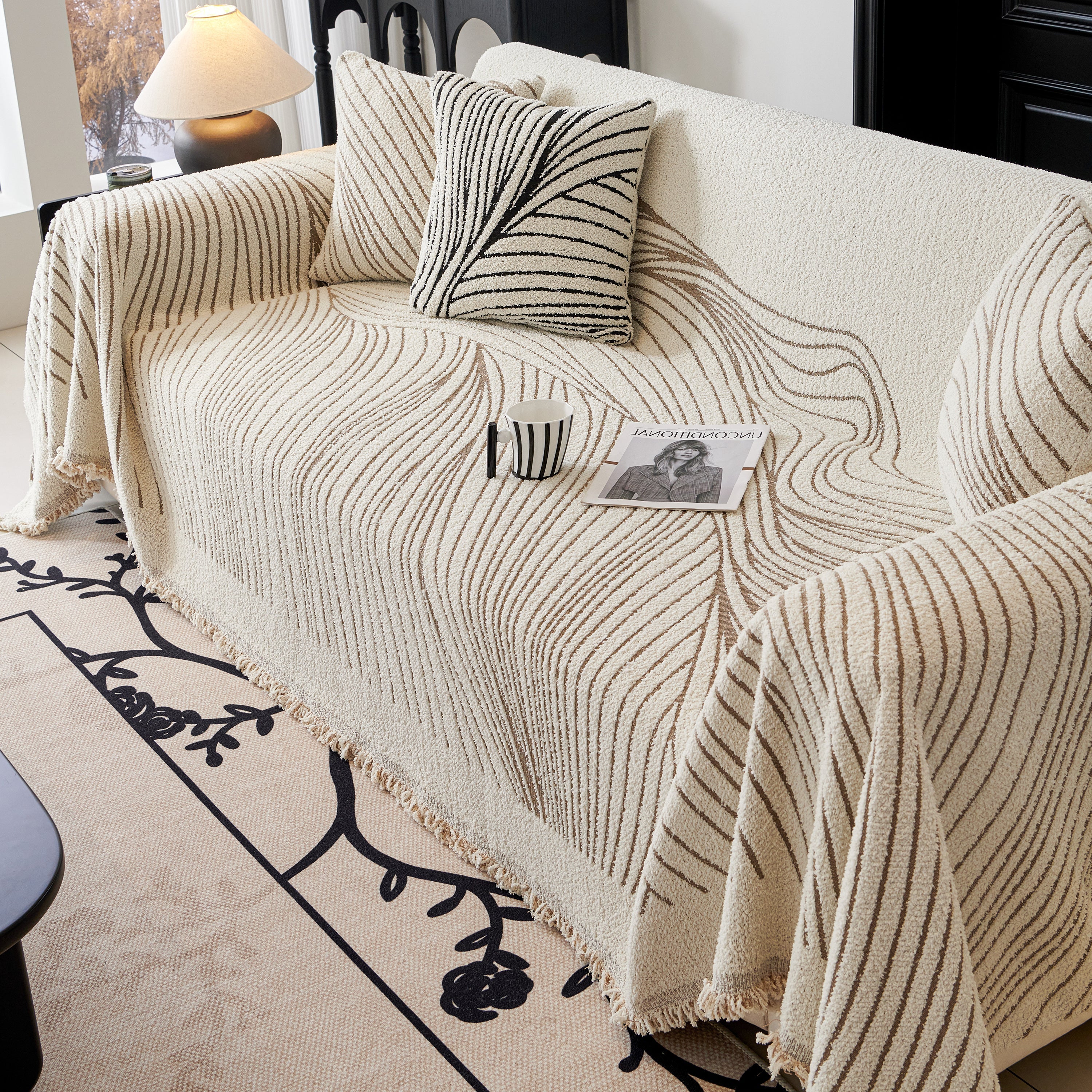 Cozy Striped Sofa Throw Blanket L Shaped Sectional Couch Covers Luxury Throws for Sofas - Image 46