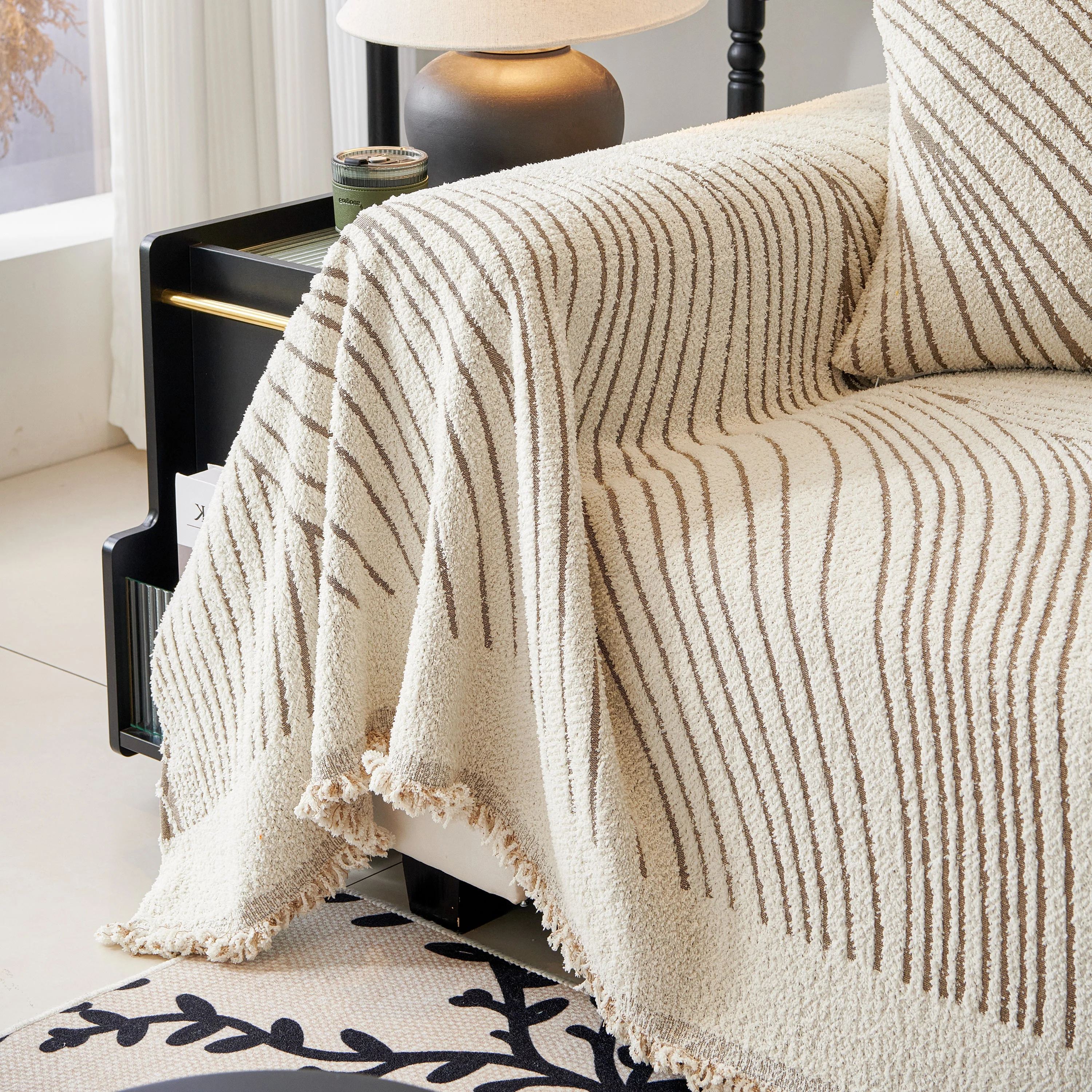 Cozy Striped Sofa Throw Blanket L Shaped Sectional Couch Covers Luxury Throws for Sofas - Image 49