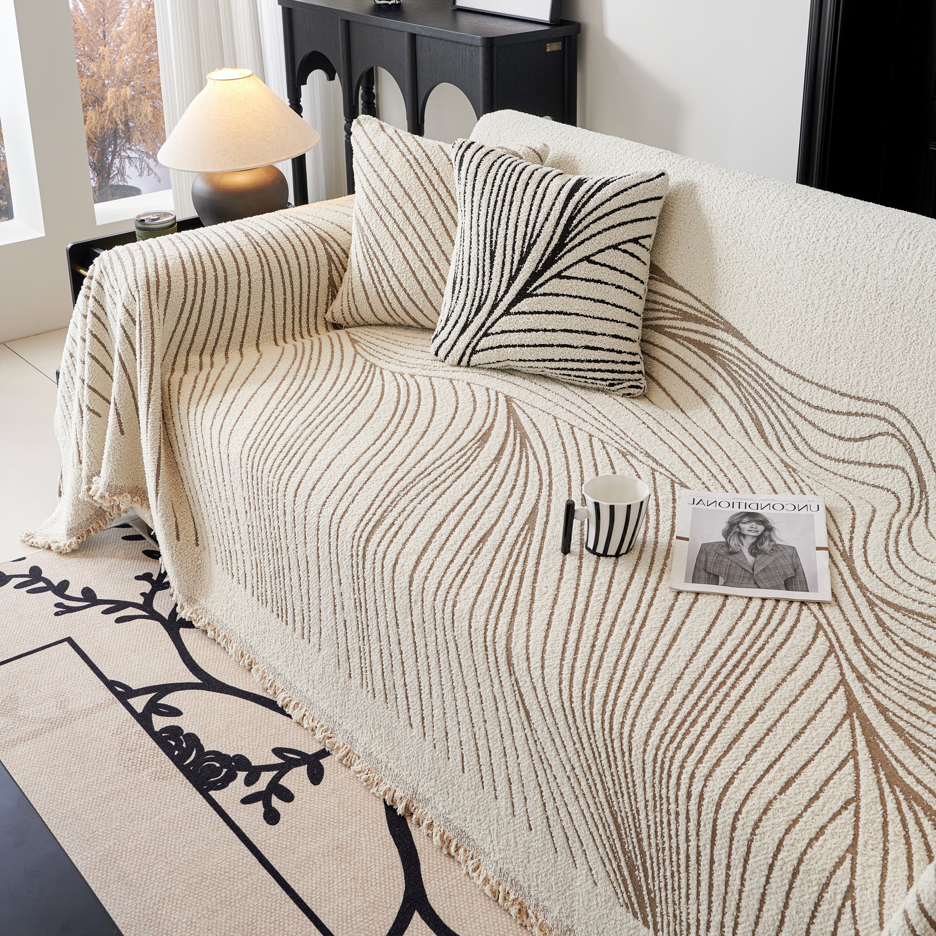 Cozy Striped Sofa Throw Blanket L Shaped Sectional Couch Covers Luxury Throws for Sofas - Image 50