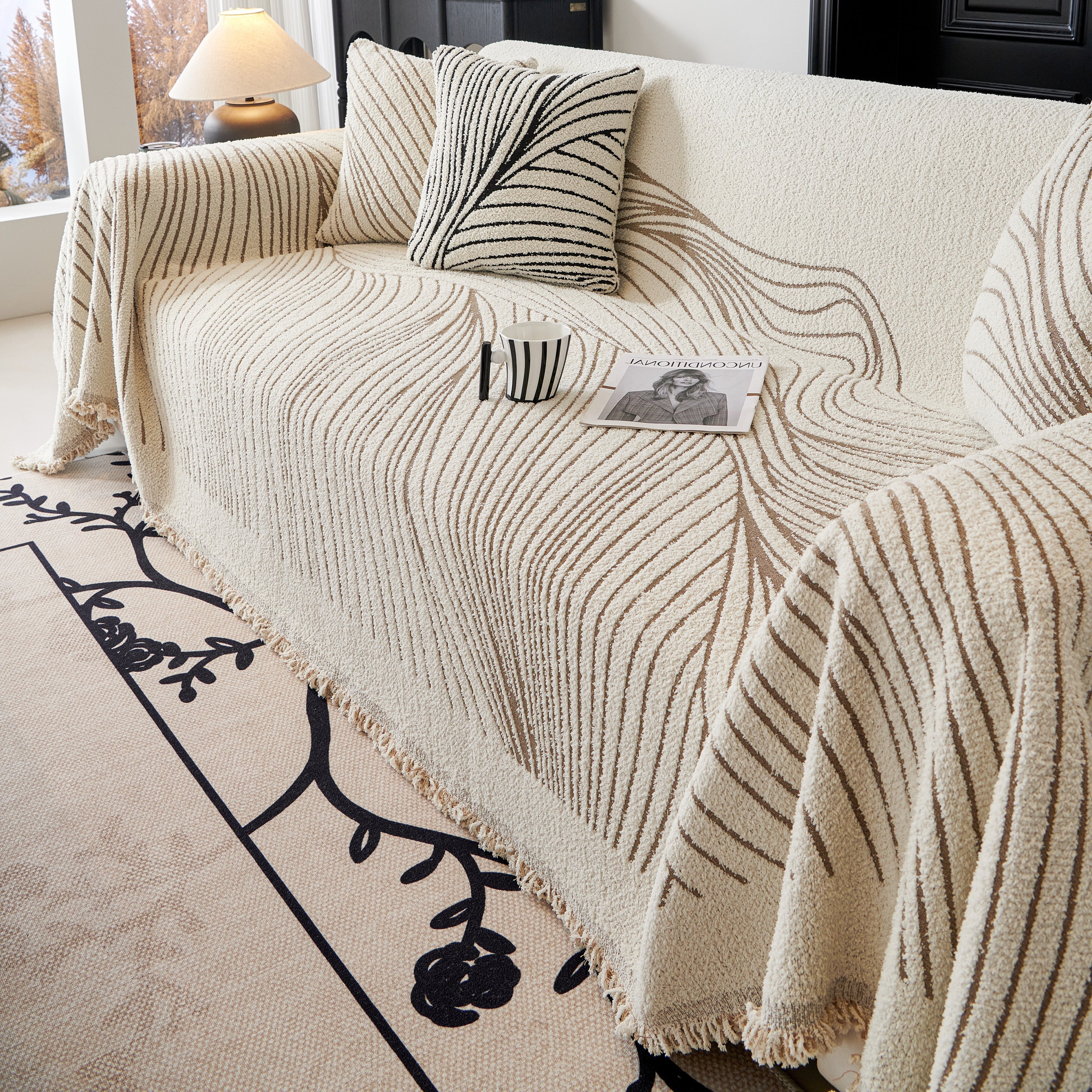 Cozy Striped Sofa Throw Blanket L Shaped Sectional Couch Covers Luxury Throws for Sofas - Image 54