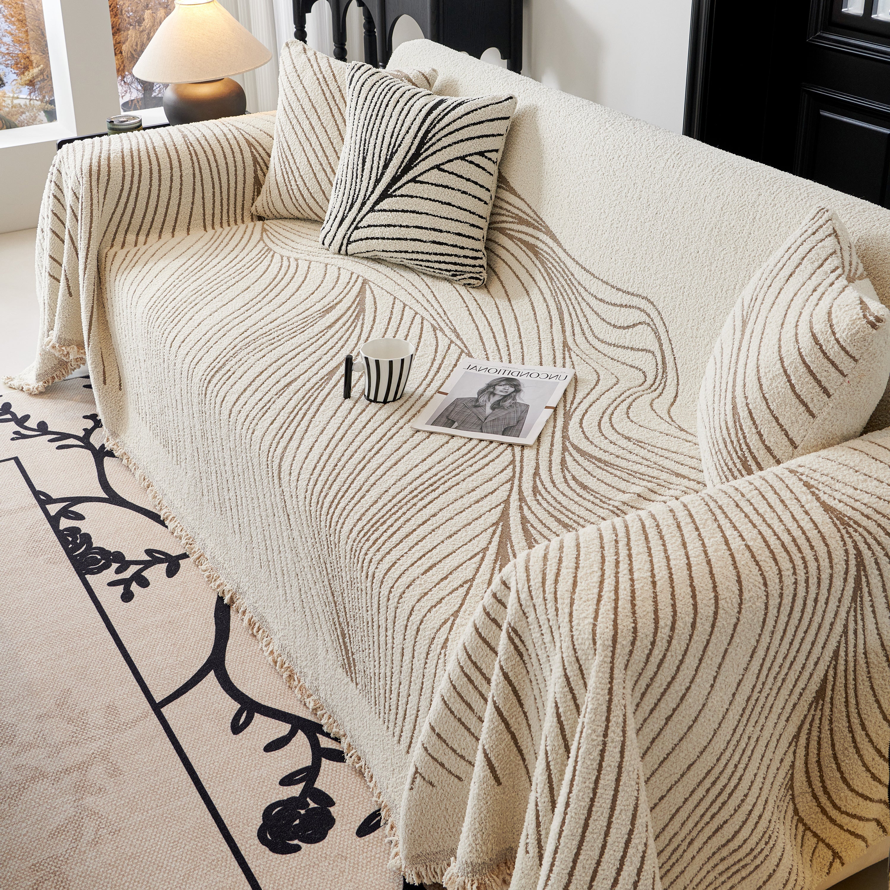 Cozy Striped Sofa Throw Blanket L Shaped Sectional Couch Covers Luxury Throws for Sofas - Image 59