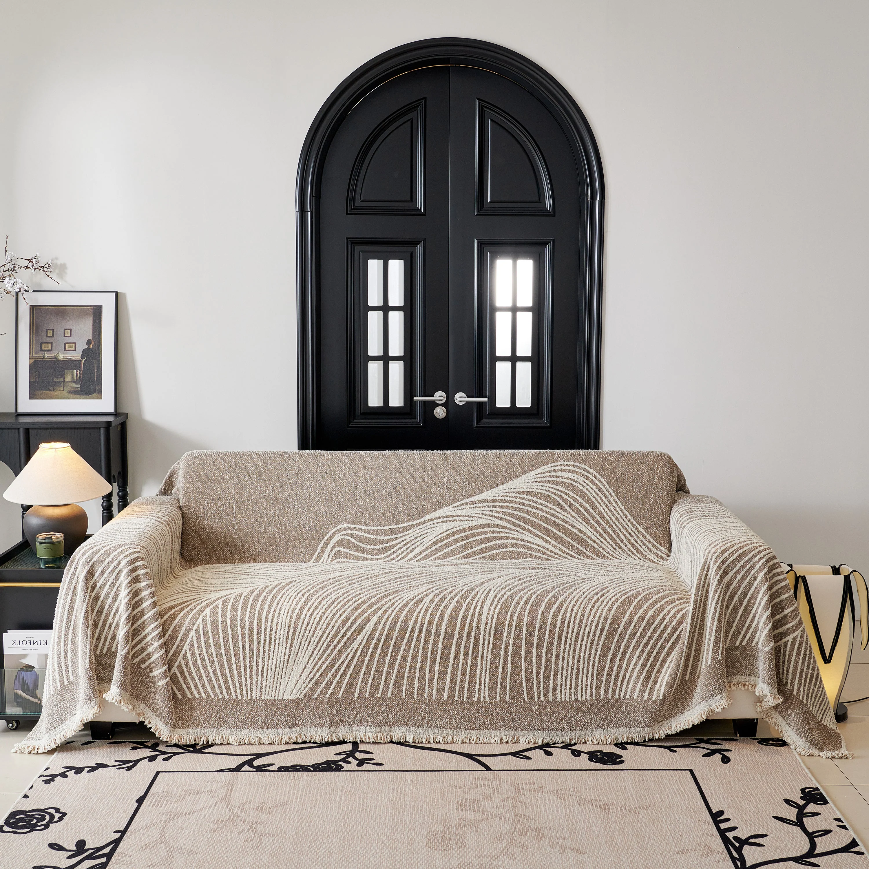Cozy Striped Sofa Throw Blanket L Shaped Sectional Couch Covers Luxury Throws for Sofas - Image 73