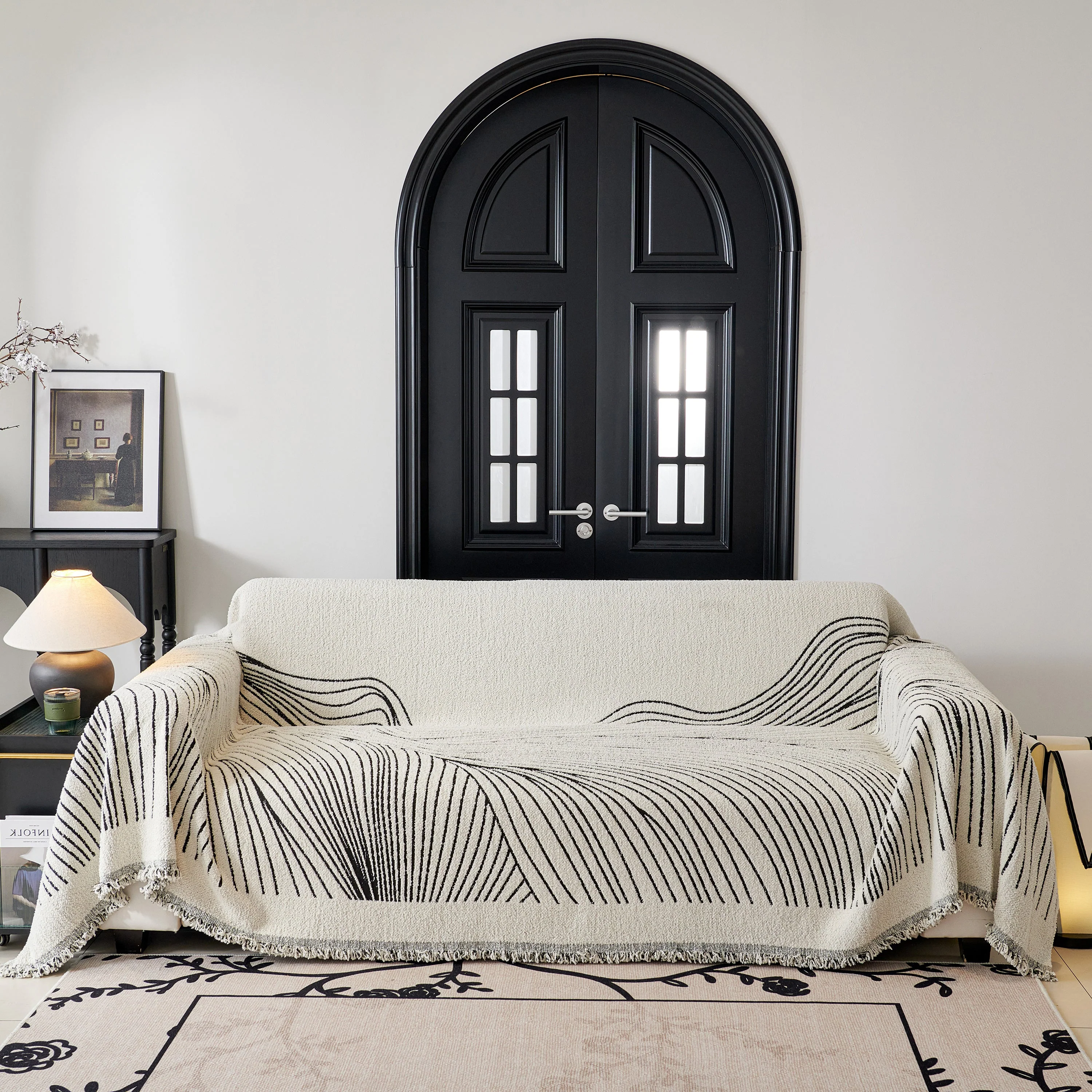 Cozy Striped Sofa Throw Blanket L Shaped Sectional Couch Covers Luxury Throws for Sofas - Image 74